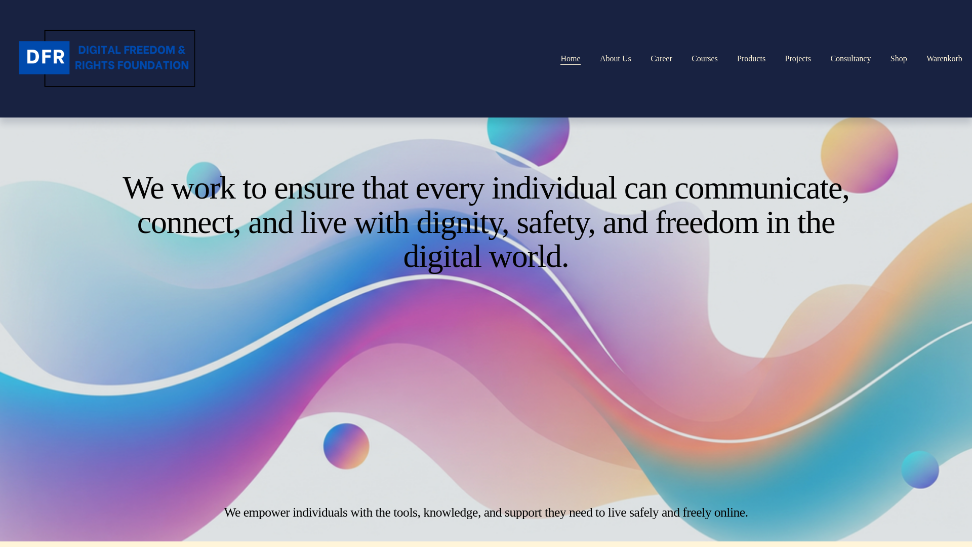 website screenshot of https://dfrfoundation.com/