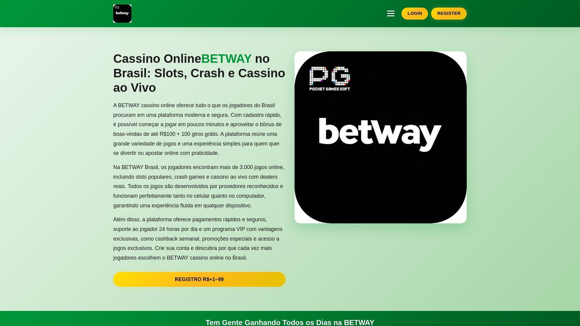 website screenshot of https://betway-pix.com/