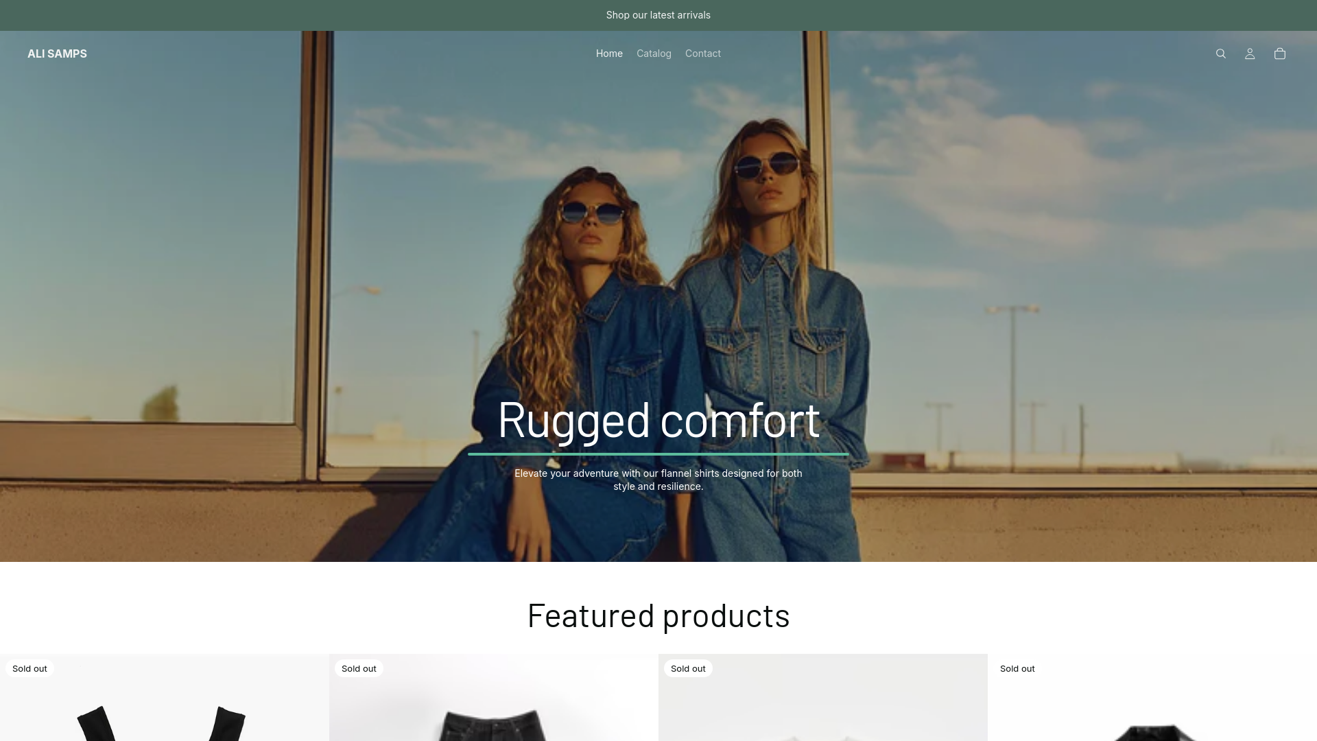 website screenshot of https://alisamps.shop/