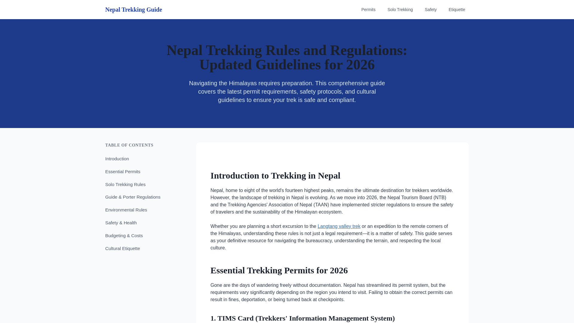 website screenshot of https://nepal-trekking-rules-and-regulations.pages.dev/
