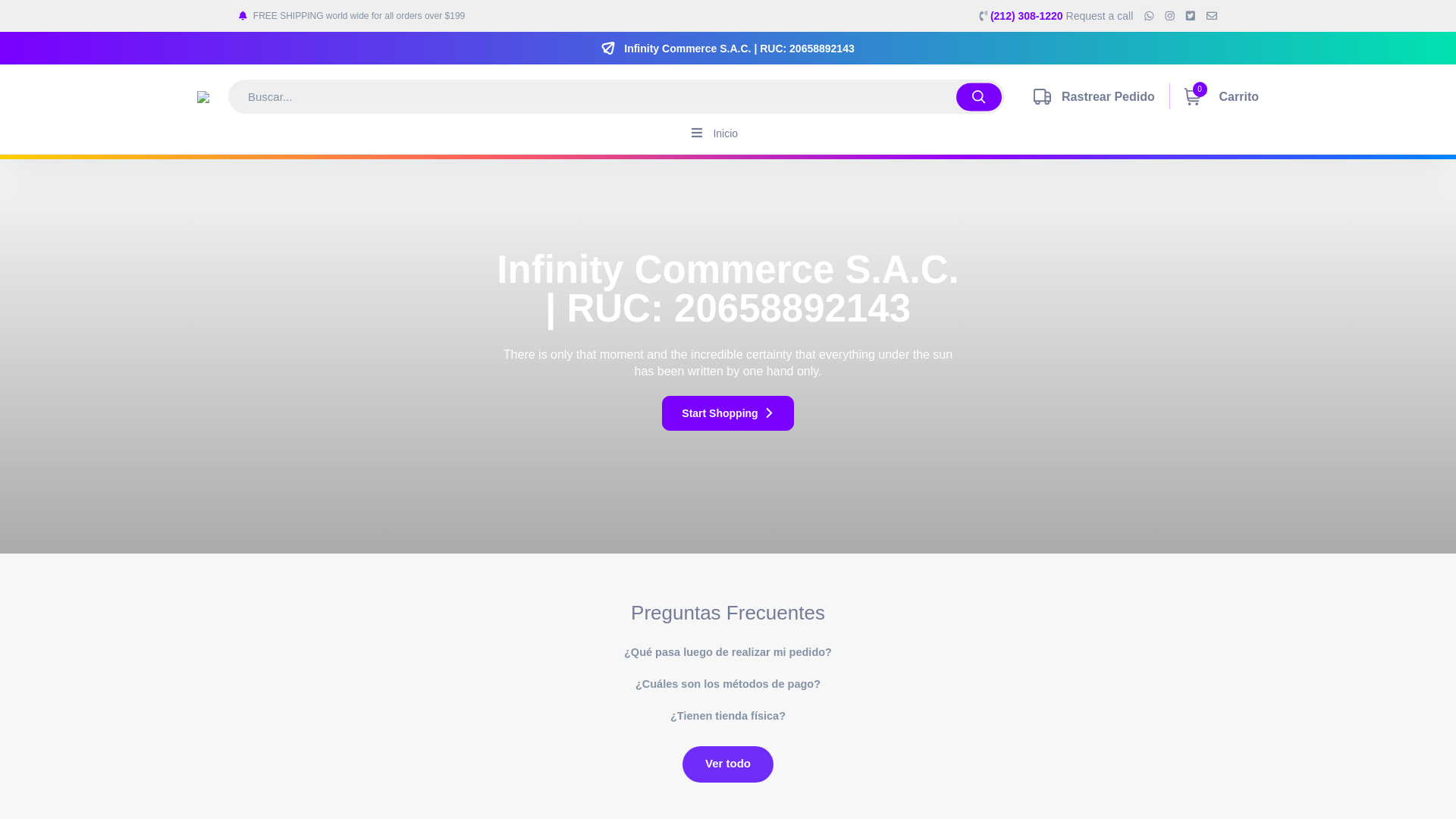 website screenshot of https://infinitycommercesac.com/