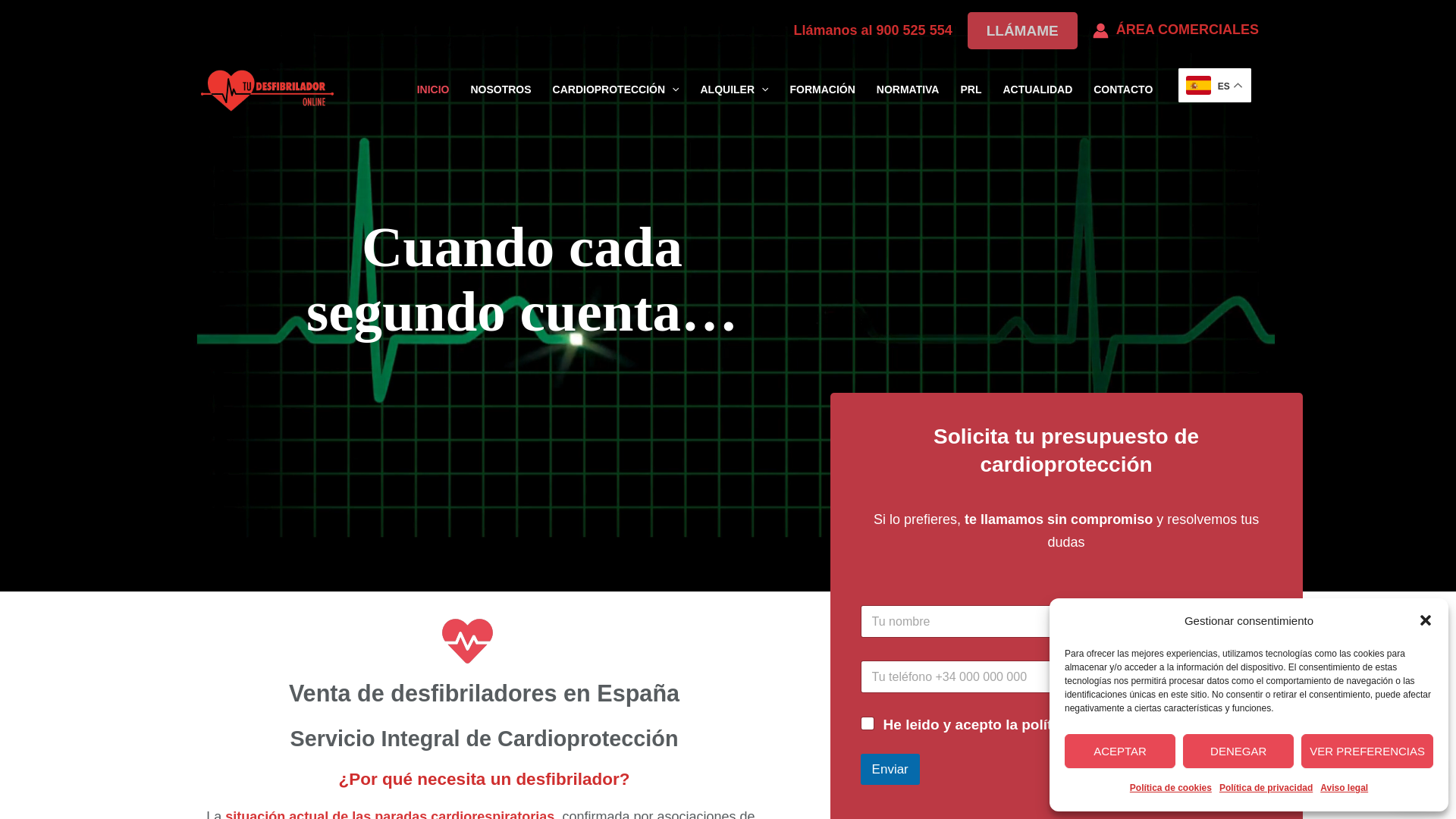 website screenshot of https://tudesfibriladoronline-es.info/