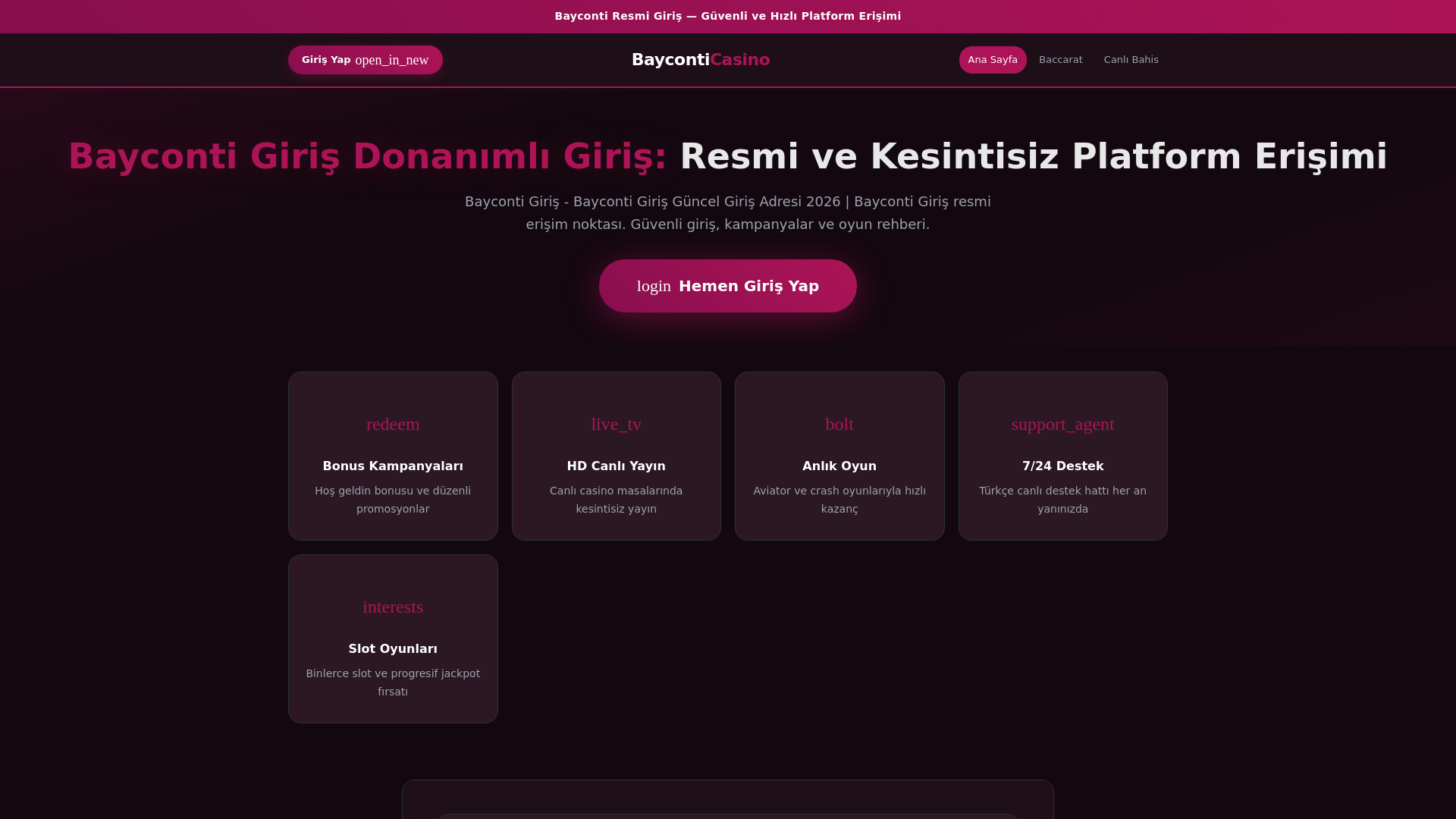 website screenshot of https://girisbayconticasino.com/