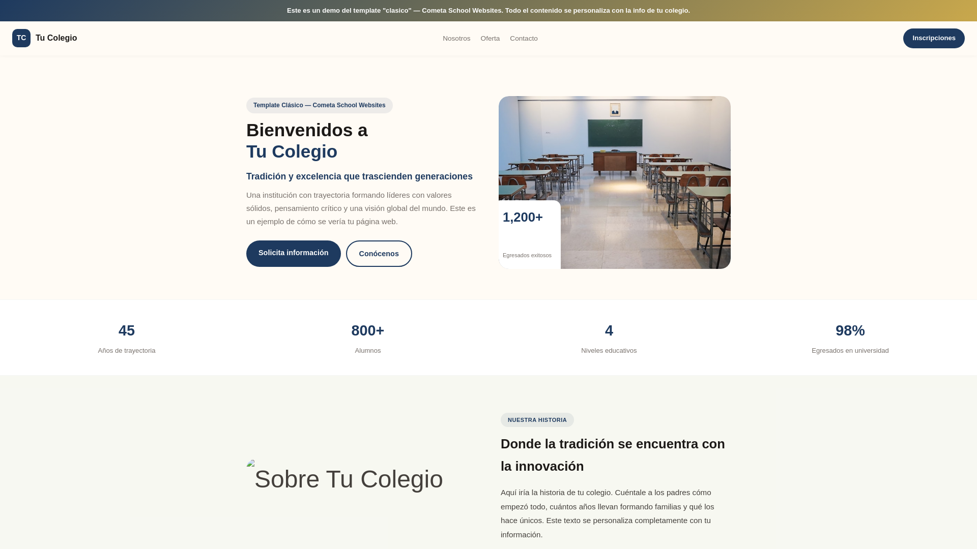 website screenshot of https://demo-clasico.pages.dev/