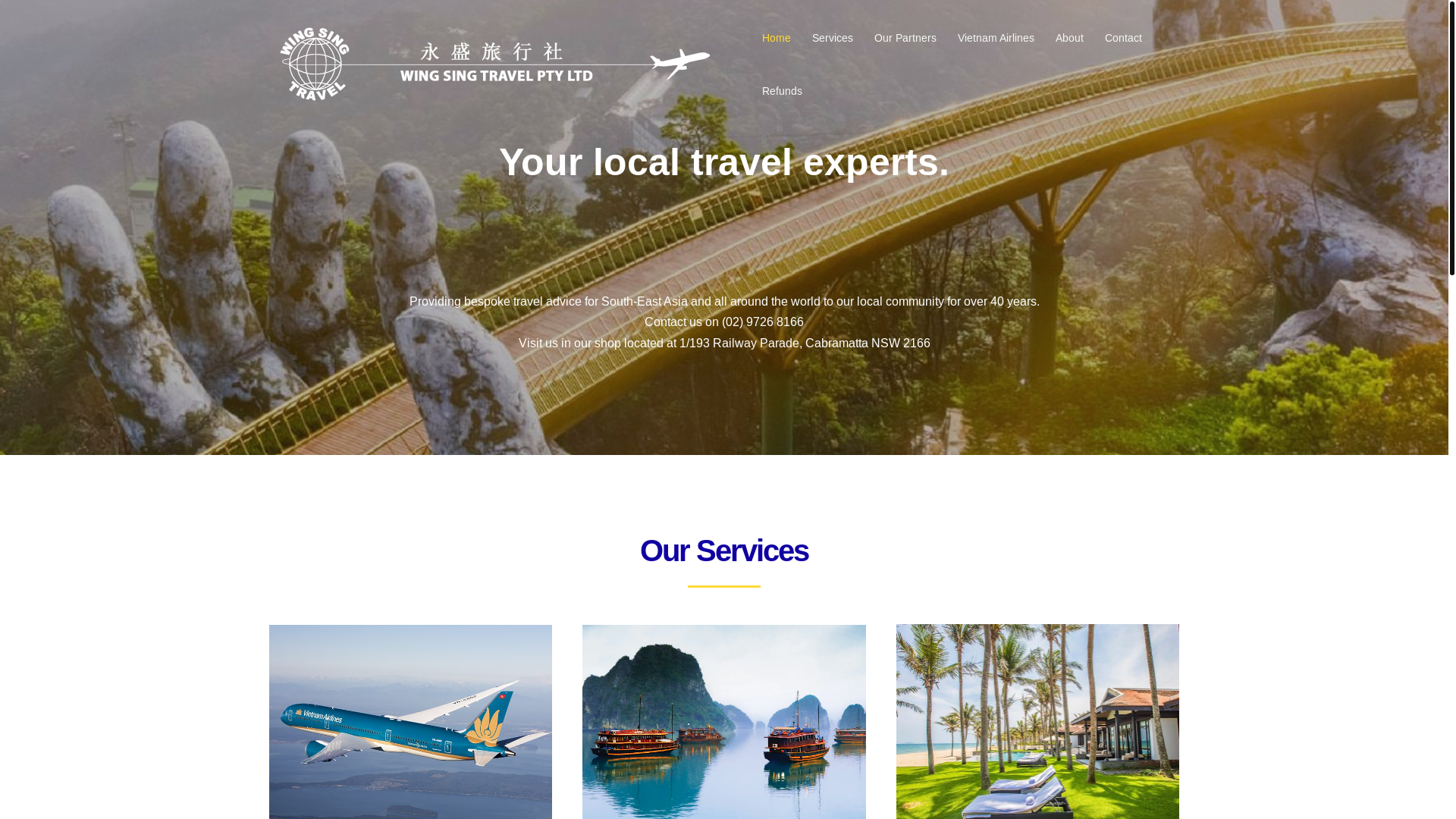 website screenshot of https://wingsingtravel.online/