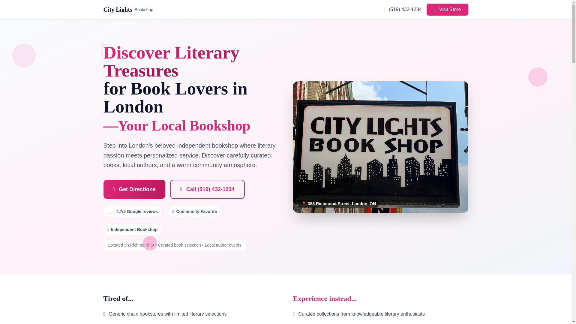 website screenshot of https://citylightbookshoplondon.pages.dev/