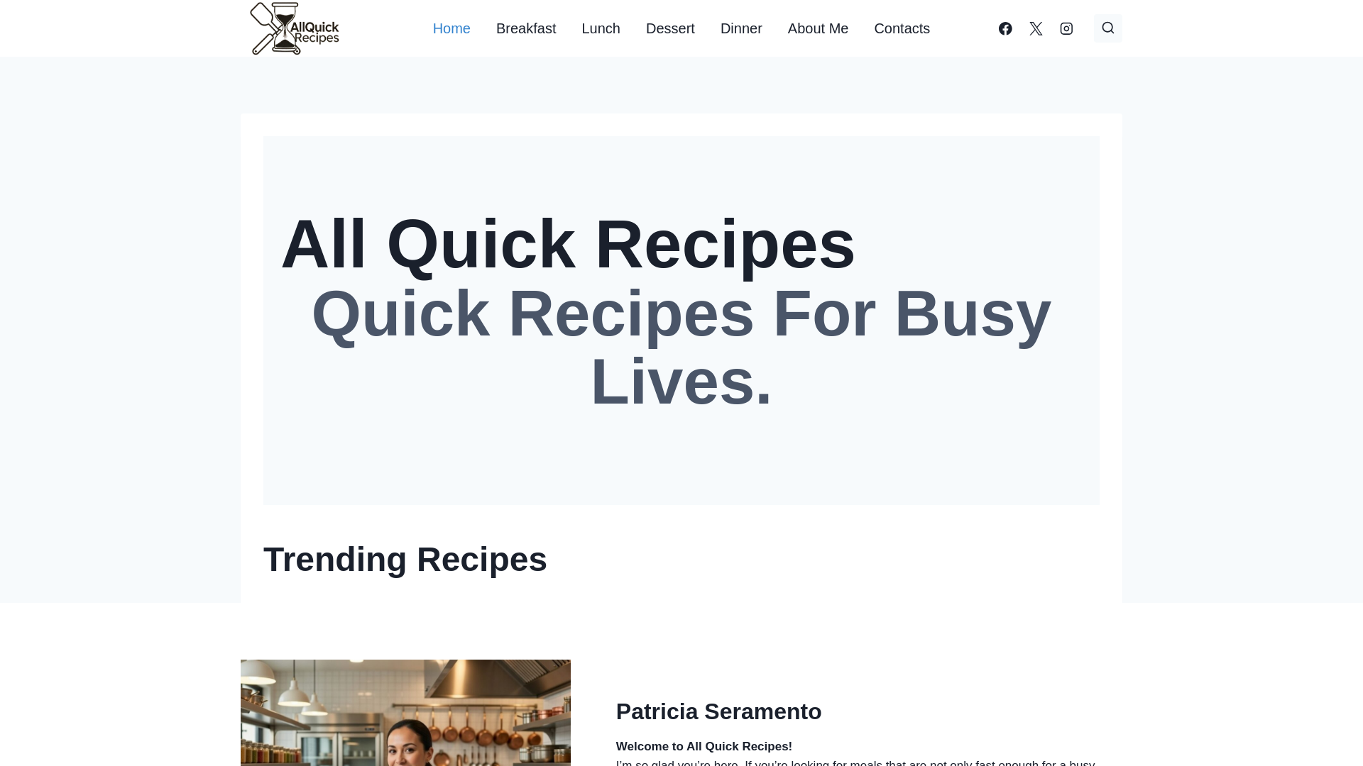 website screenshot of https://quickrecipeideas.de/