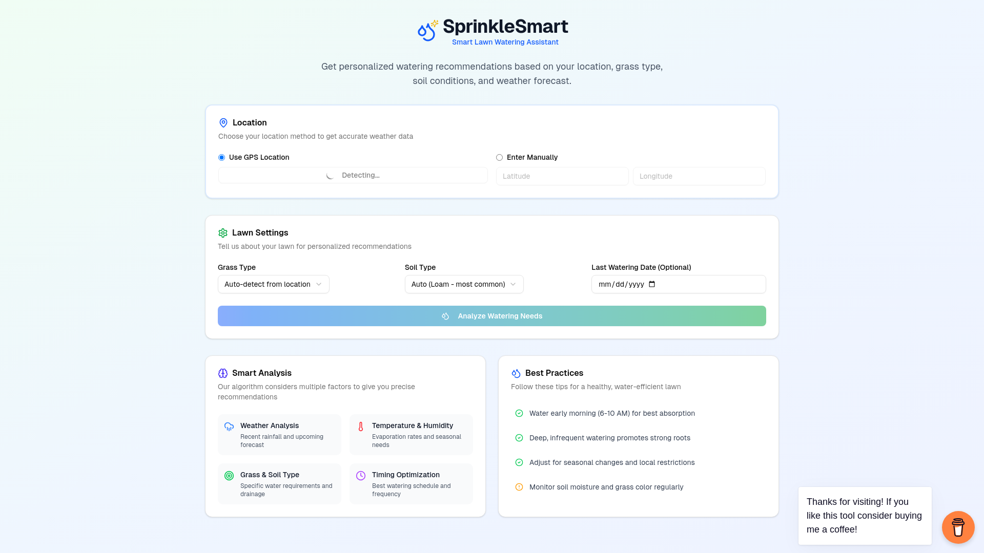 website screenshot of https://sprinklesmartlawn.com/