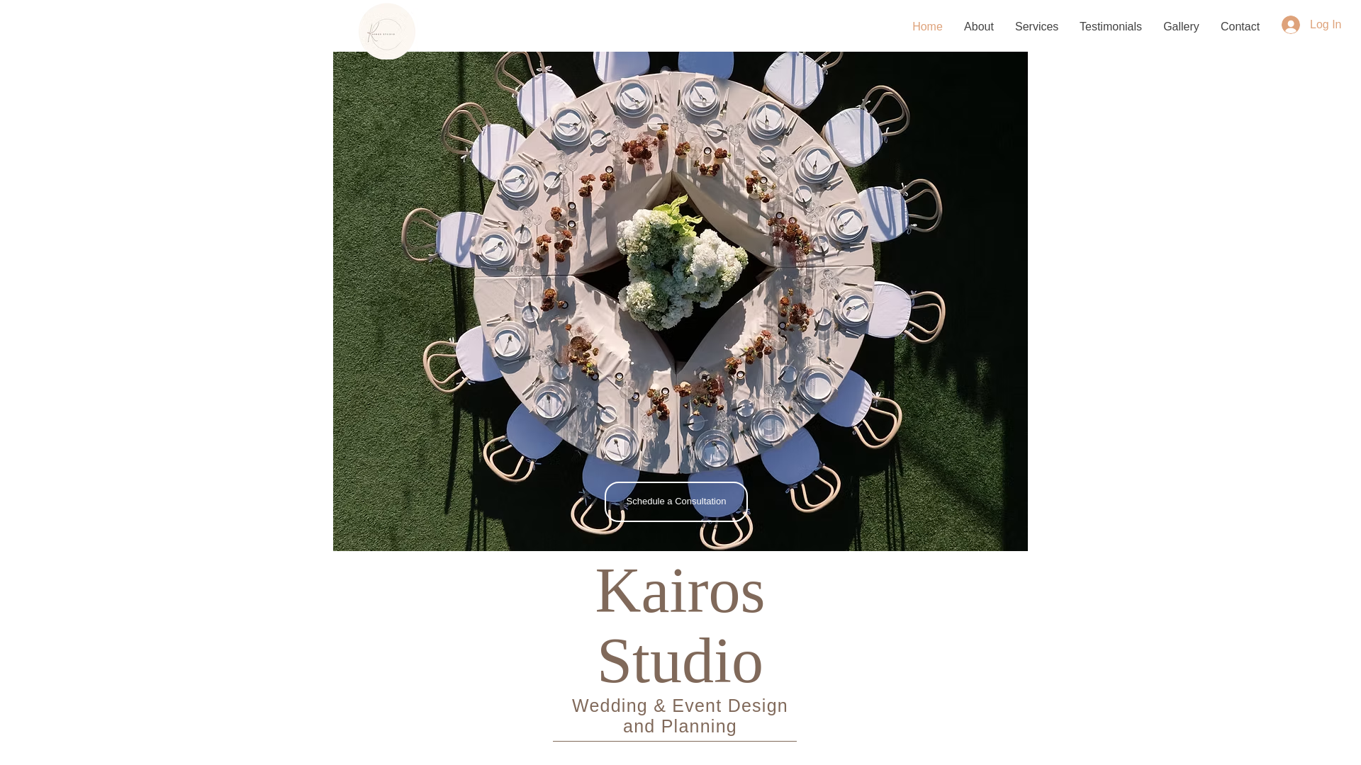 website screenshot of https://kairosstudioevents.com