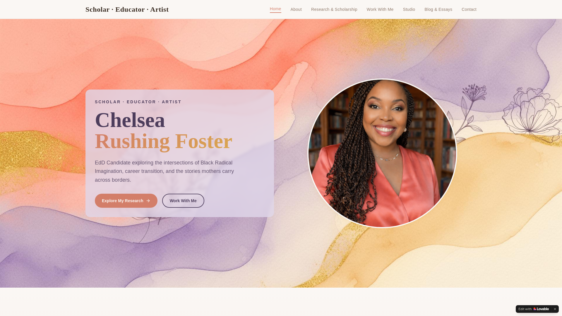 website screenshot of https://chelsearushingfoster.com/