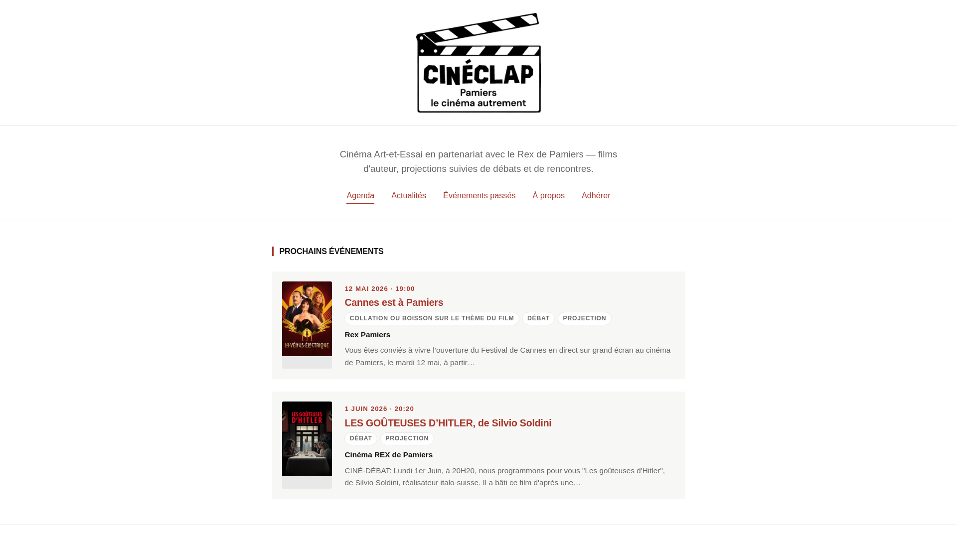 website screenshot of https://cineclap.club