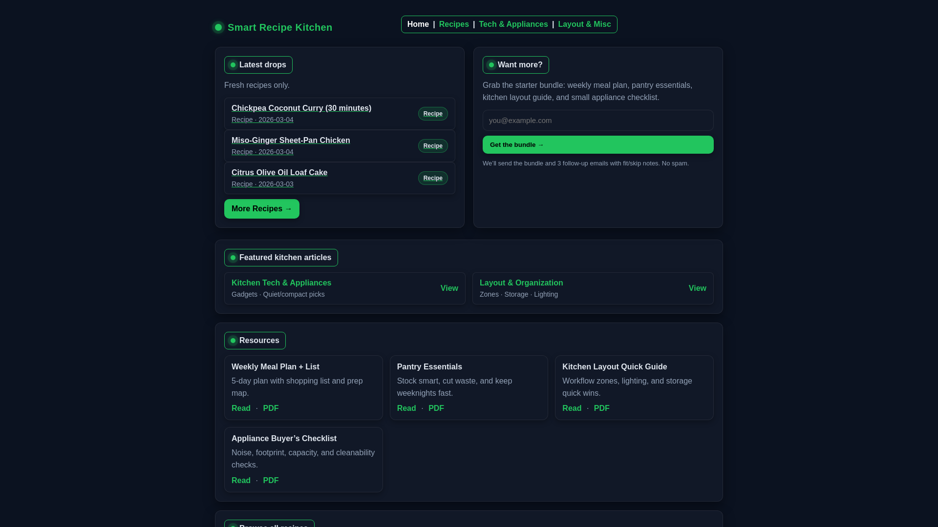 website screenshot of https://smartrecipekitchenvc.pages.dev/
