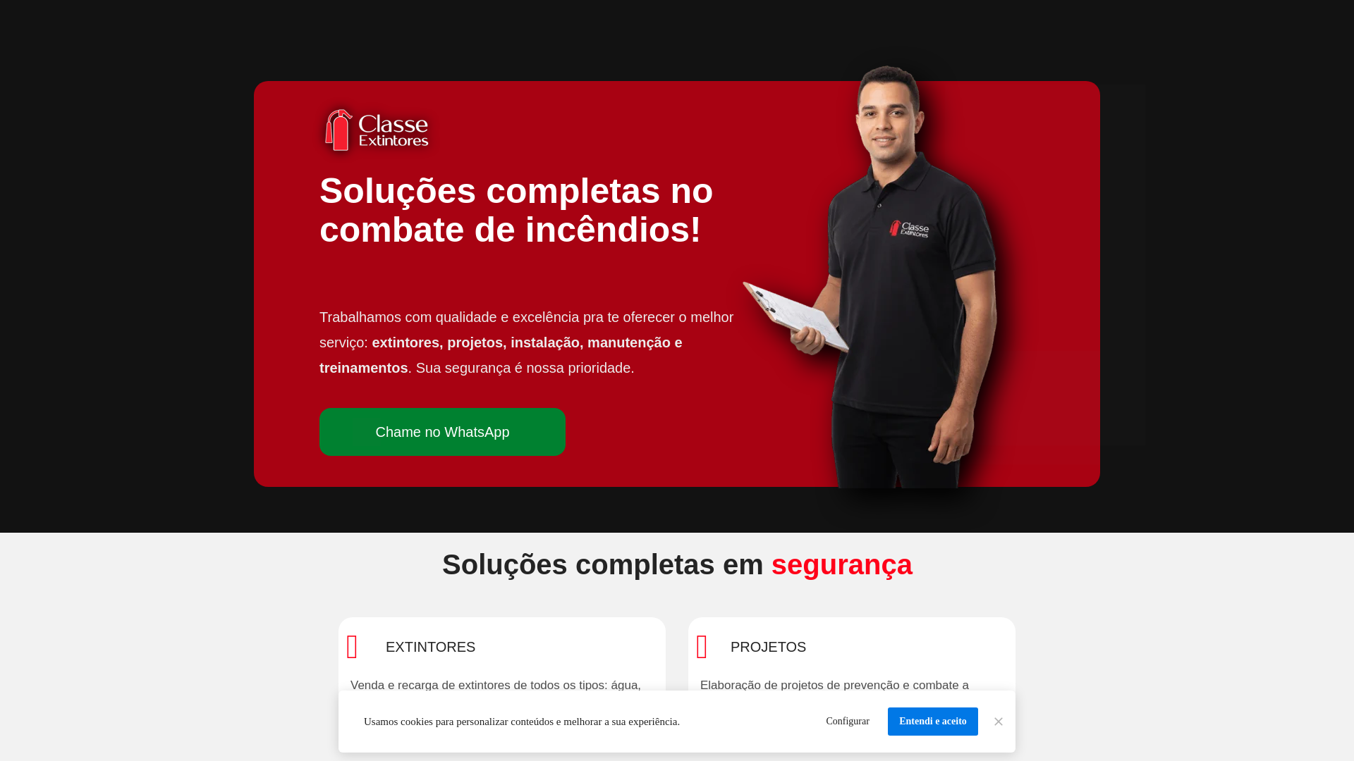 website screenshot of https://classeextintores.com