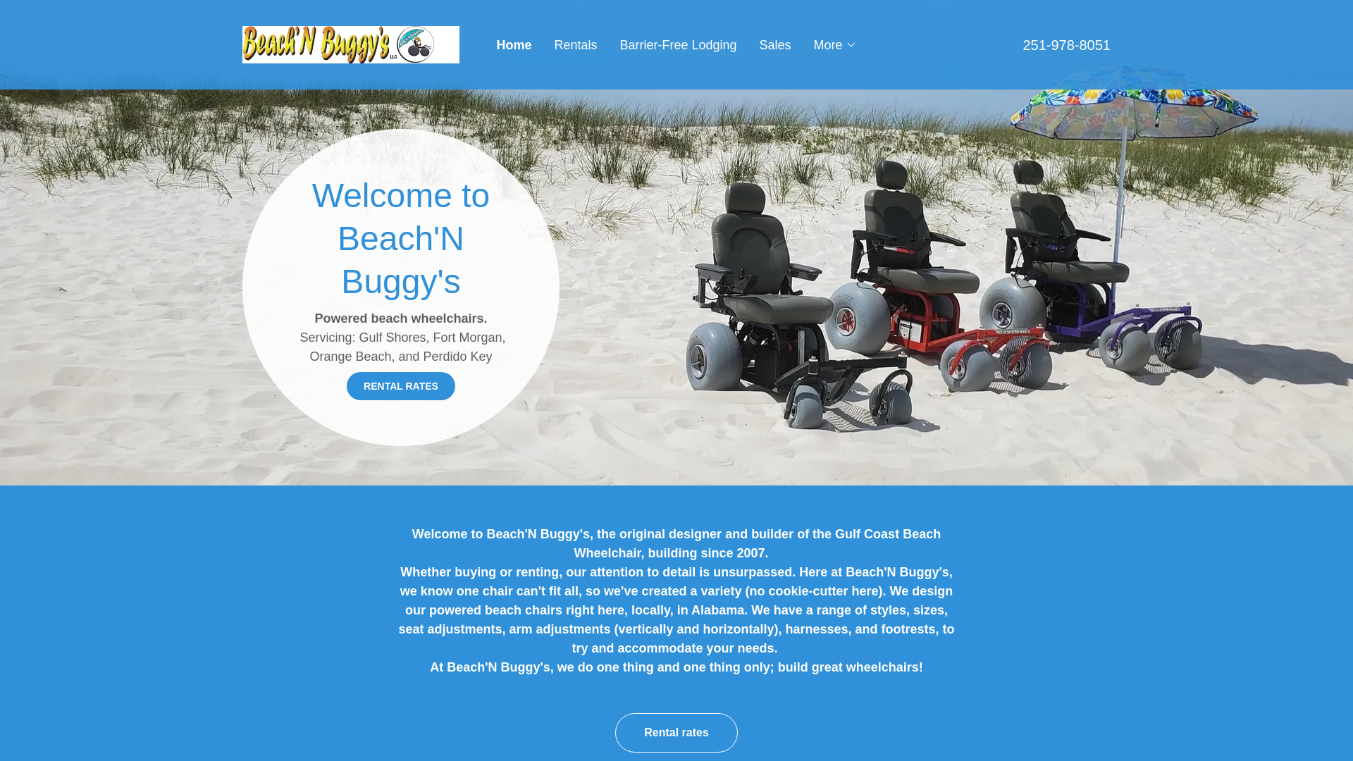 website screenshot of https://beachchairmobility.com/