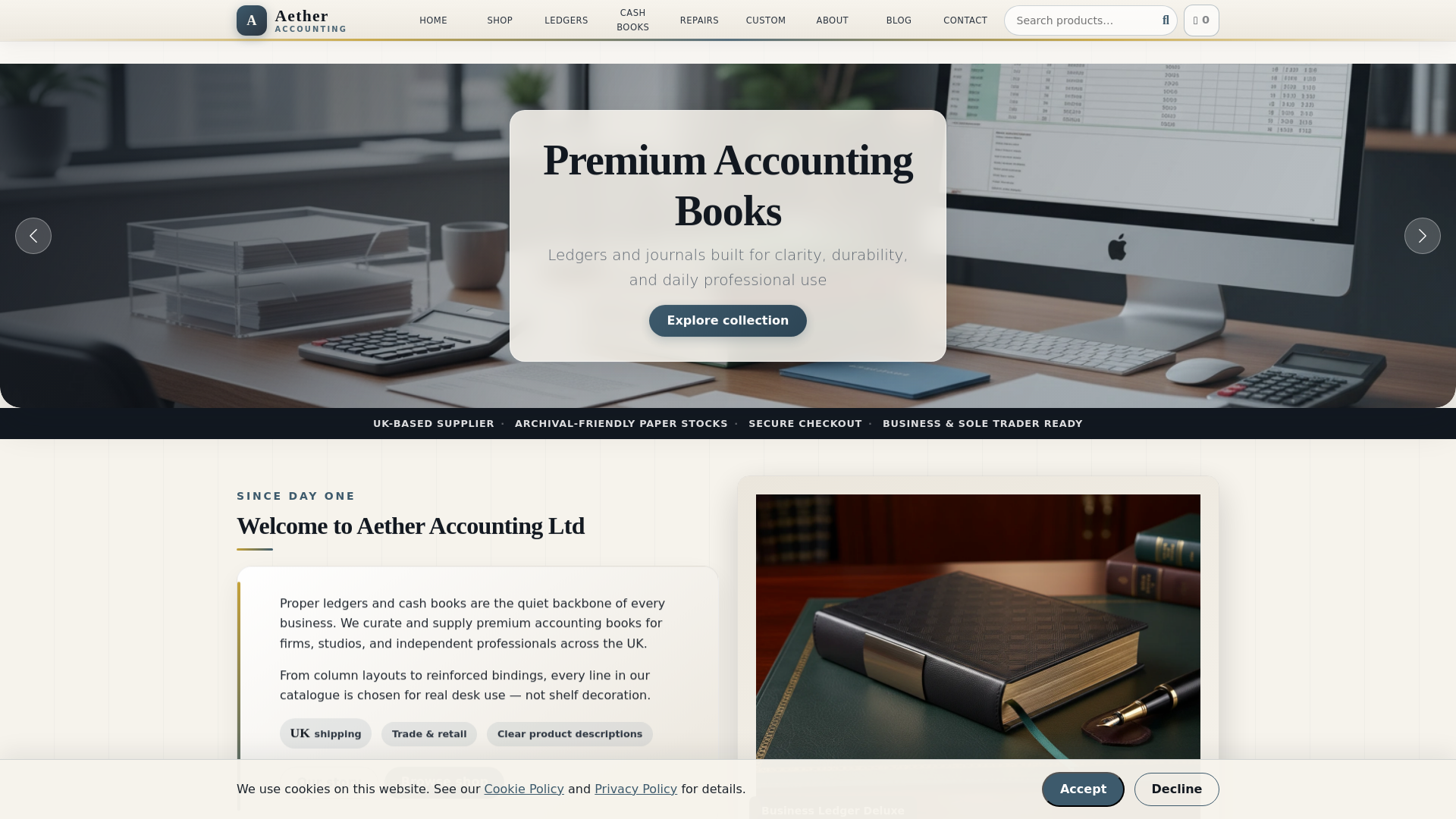 website screenshot of https://aetheraccountingltd.com