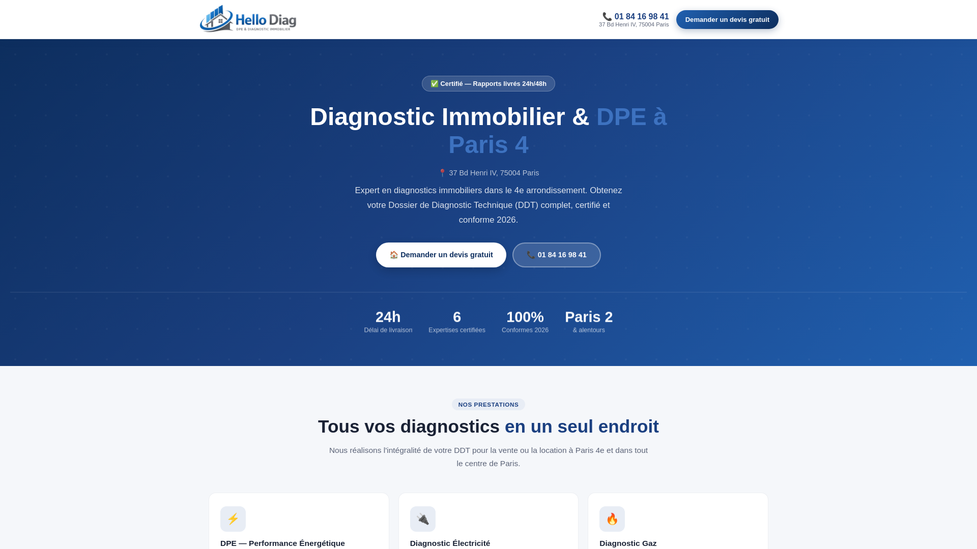 website screenshot of https://hellodiagparis4.fr/