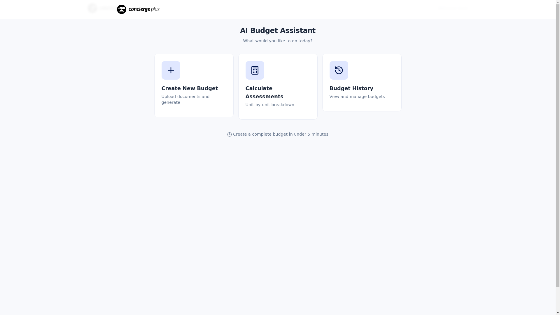 website screenshot of https://conciergeplusbudget.com/