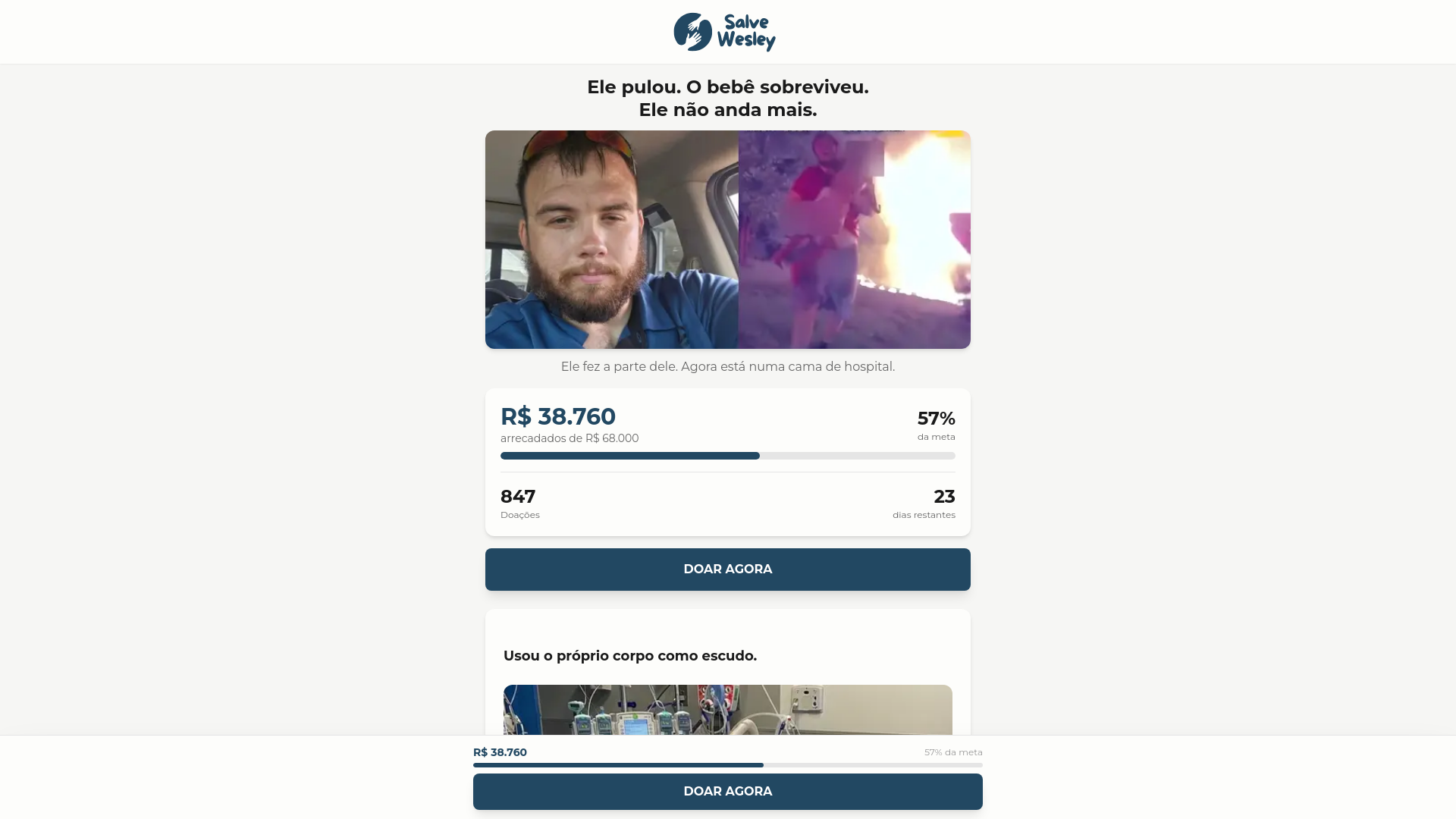 website screenshot of https://apoieowesley.org/