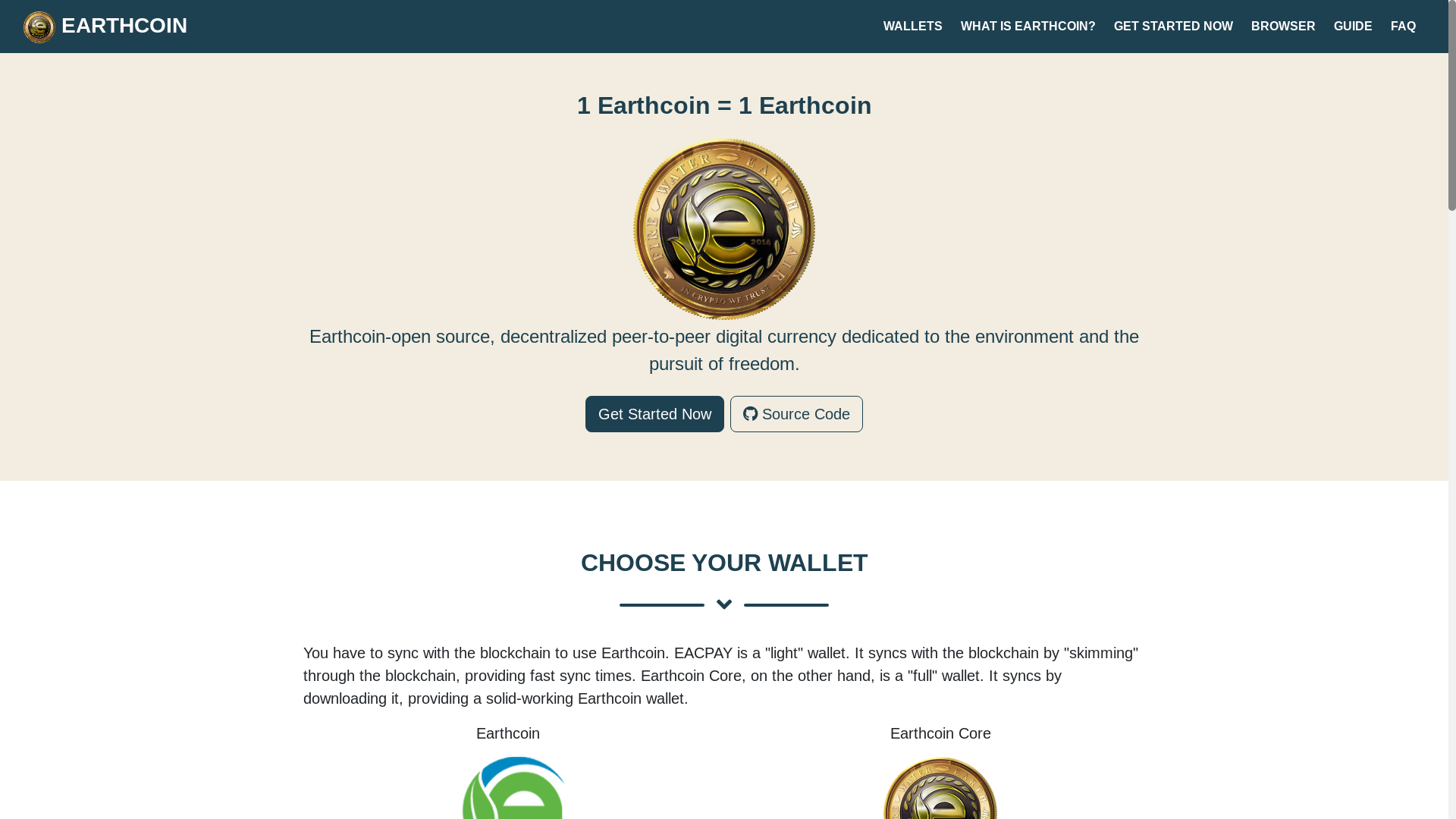 website screenshot of https://earthcoinweb.pages.dev/