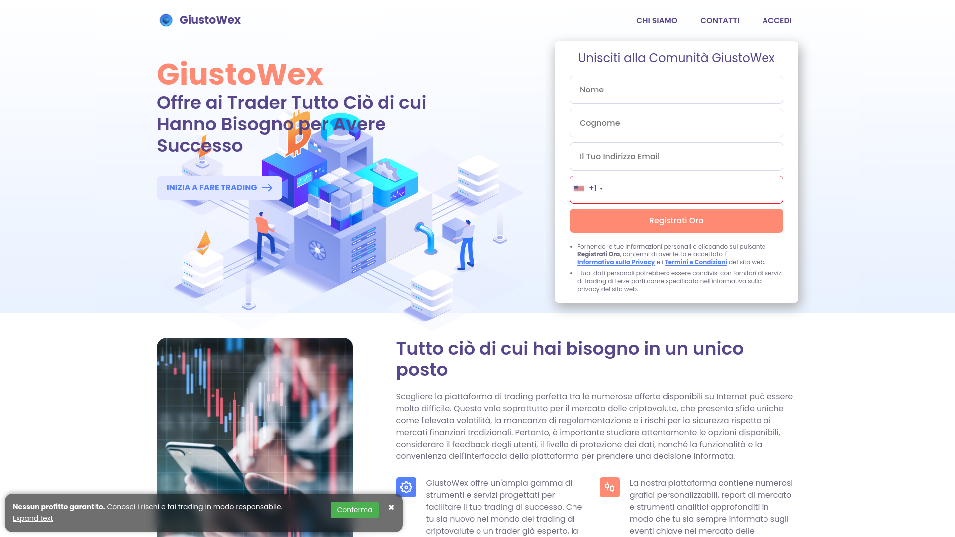 website screenshot of https://giustowex-ai.com