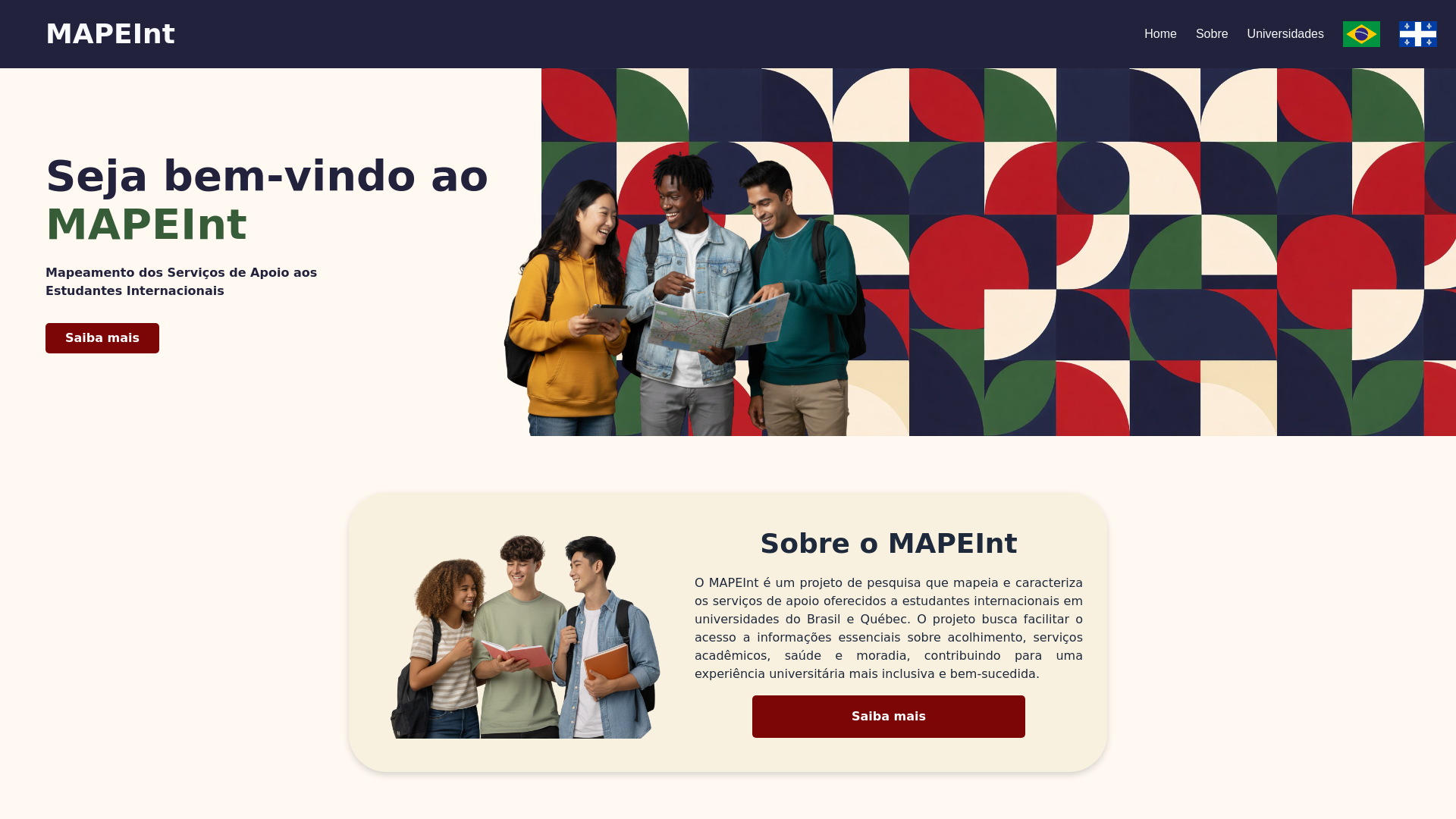 website screenshot of https://mapeint.com.br/
