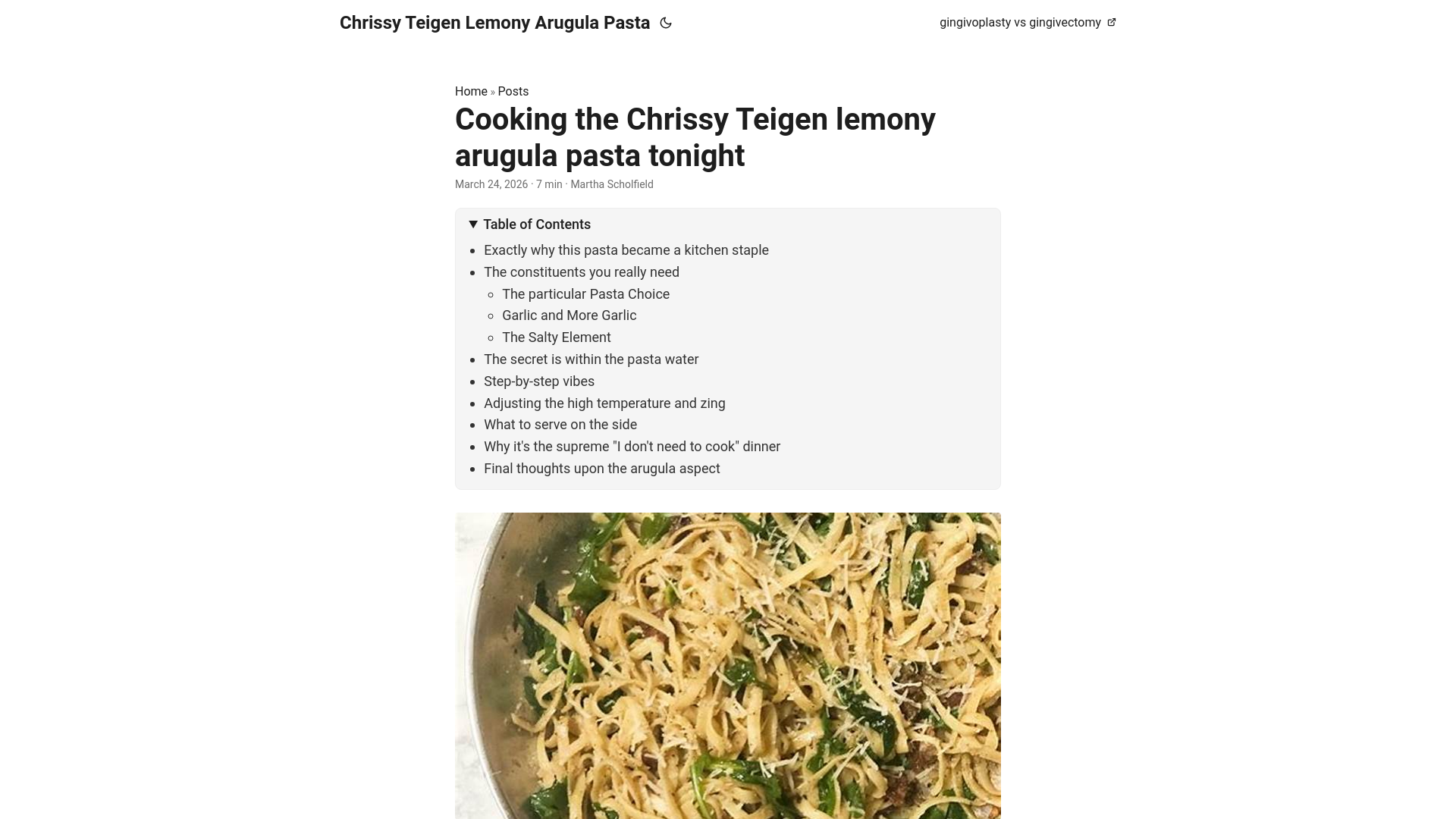 website screenshot of https://chrissy-teigen-lemony-arugula-pasta.pages.dev/