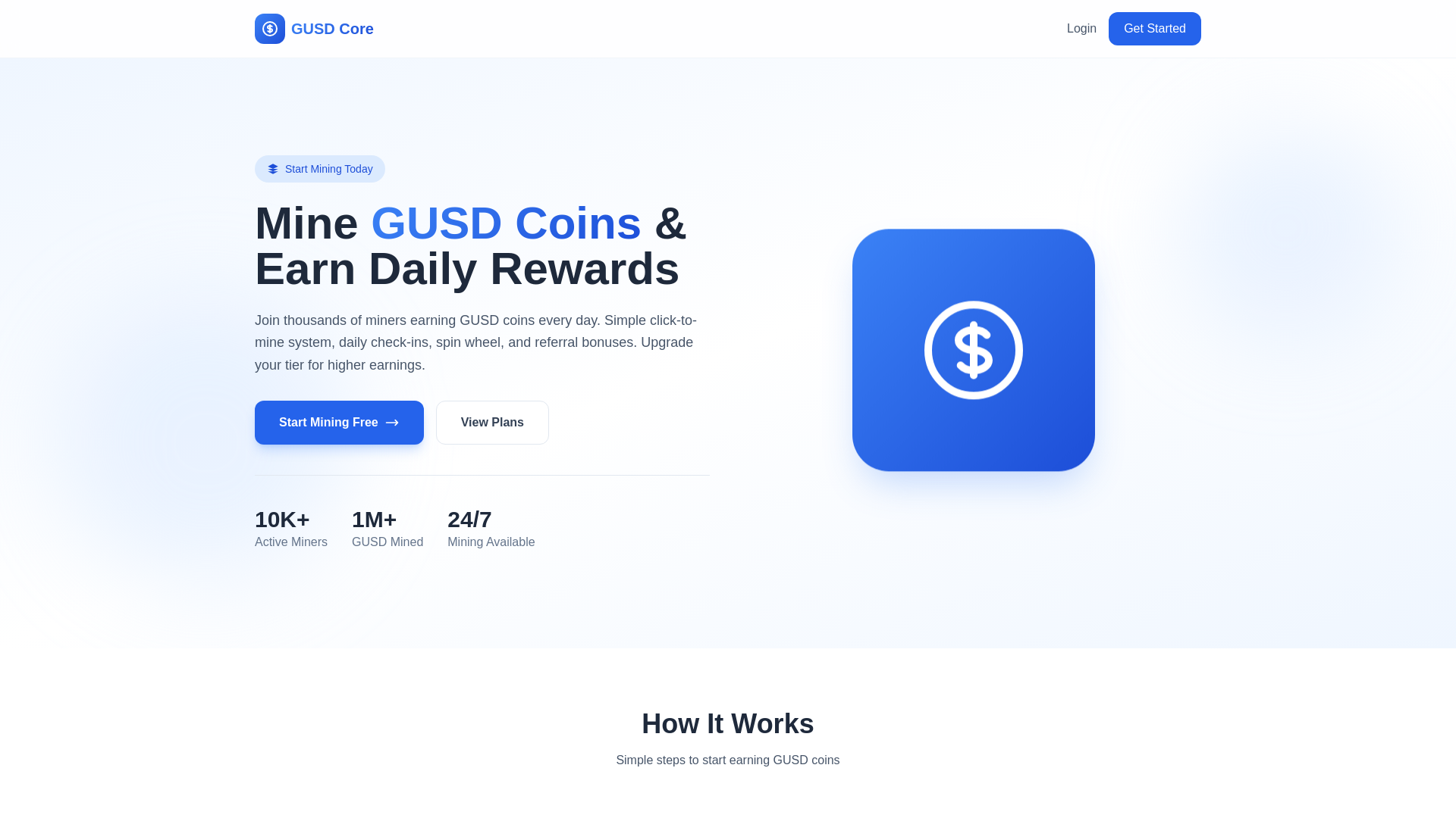 website screenshot of https://gusdcore.com/