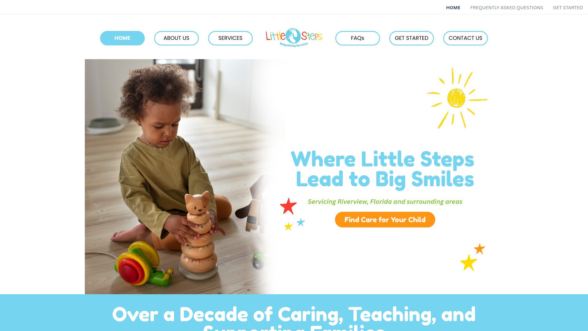 website screenshot of https://littlestepschildcareservices.com
