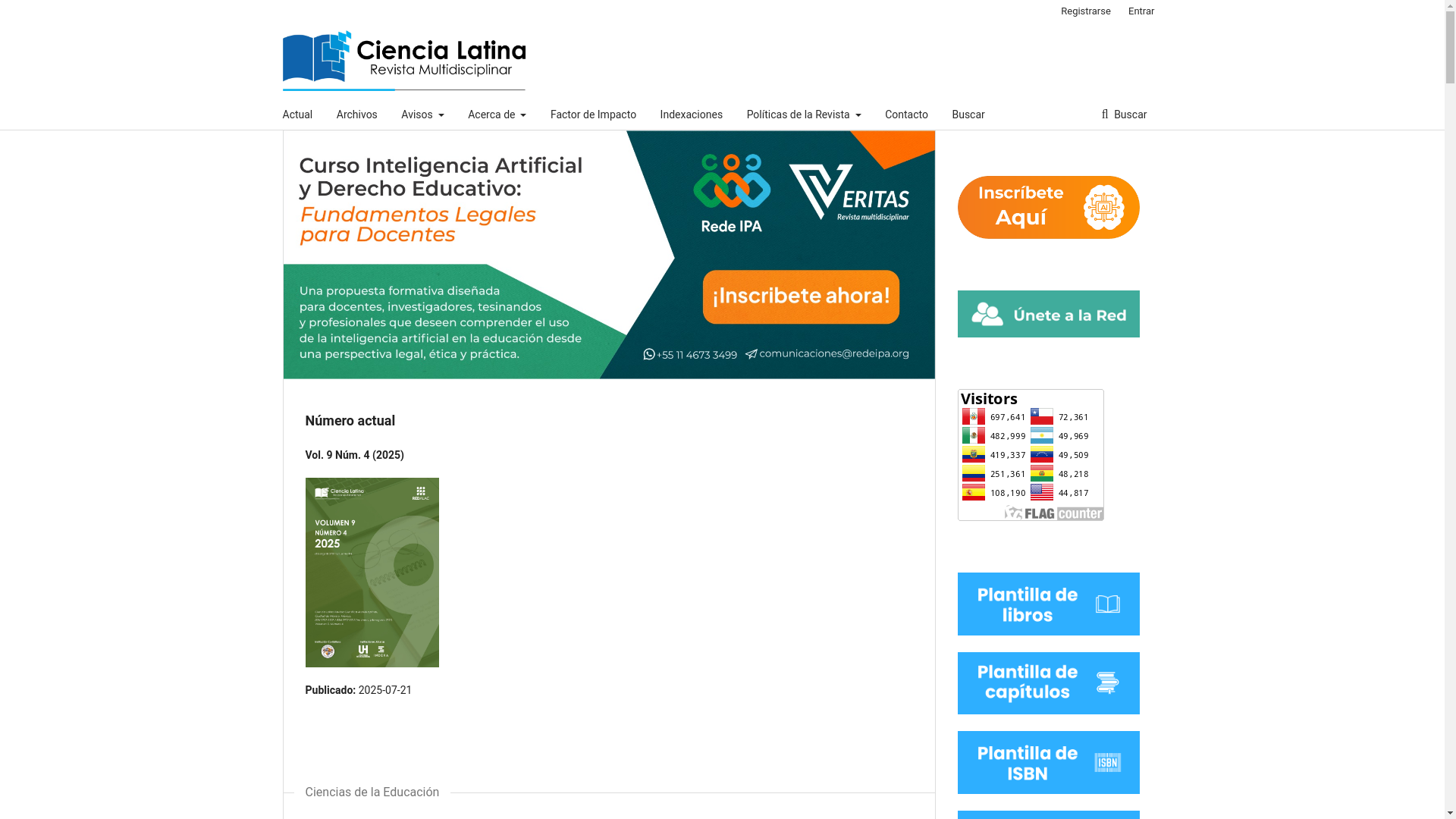 website screenshot of https://ciencialatina.org/index.php/cienciala