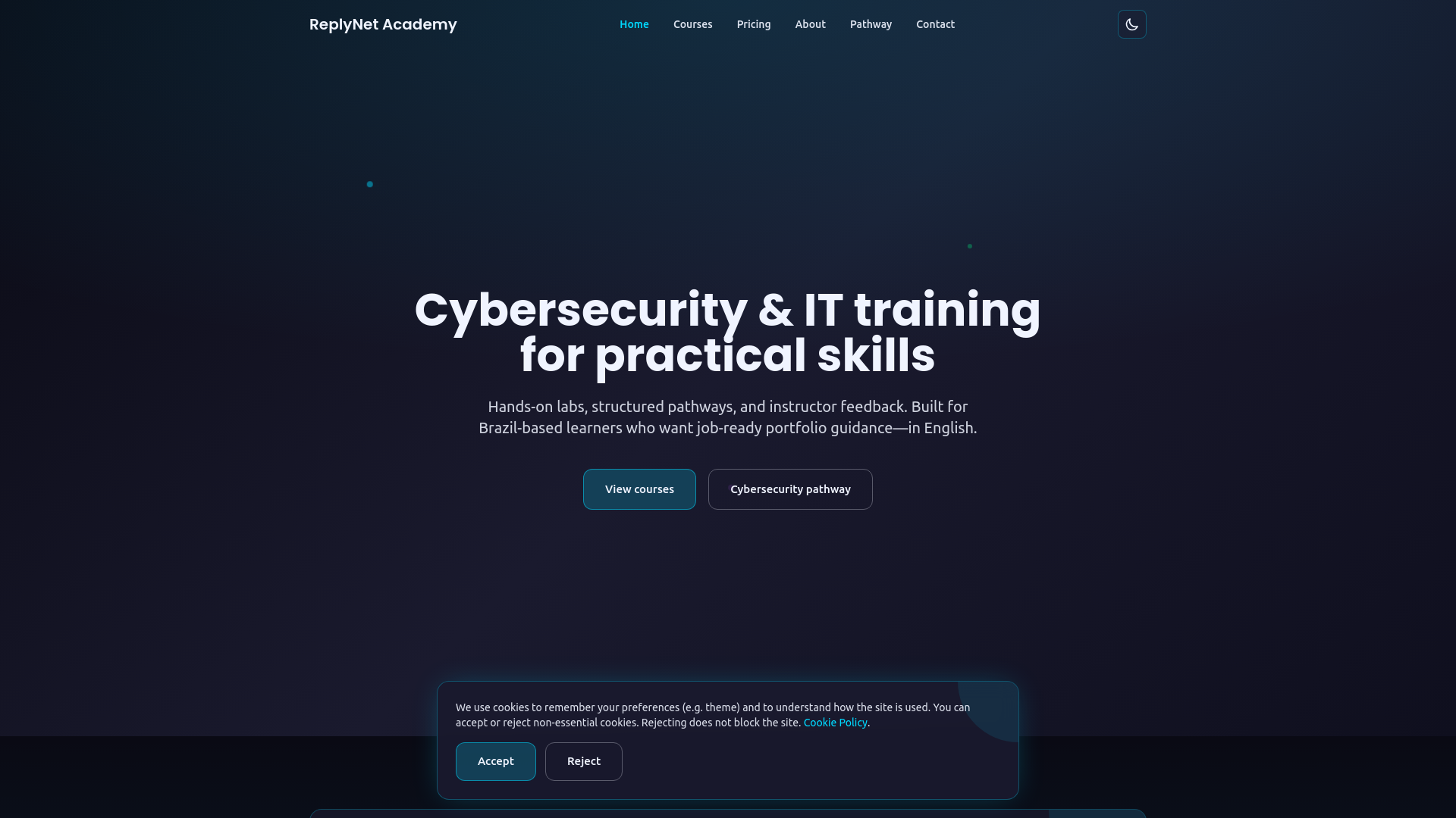 website screenshot of https://reply-net.digital/