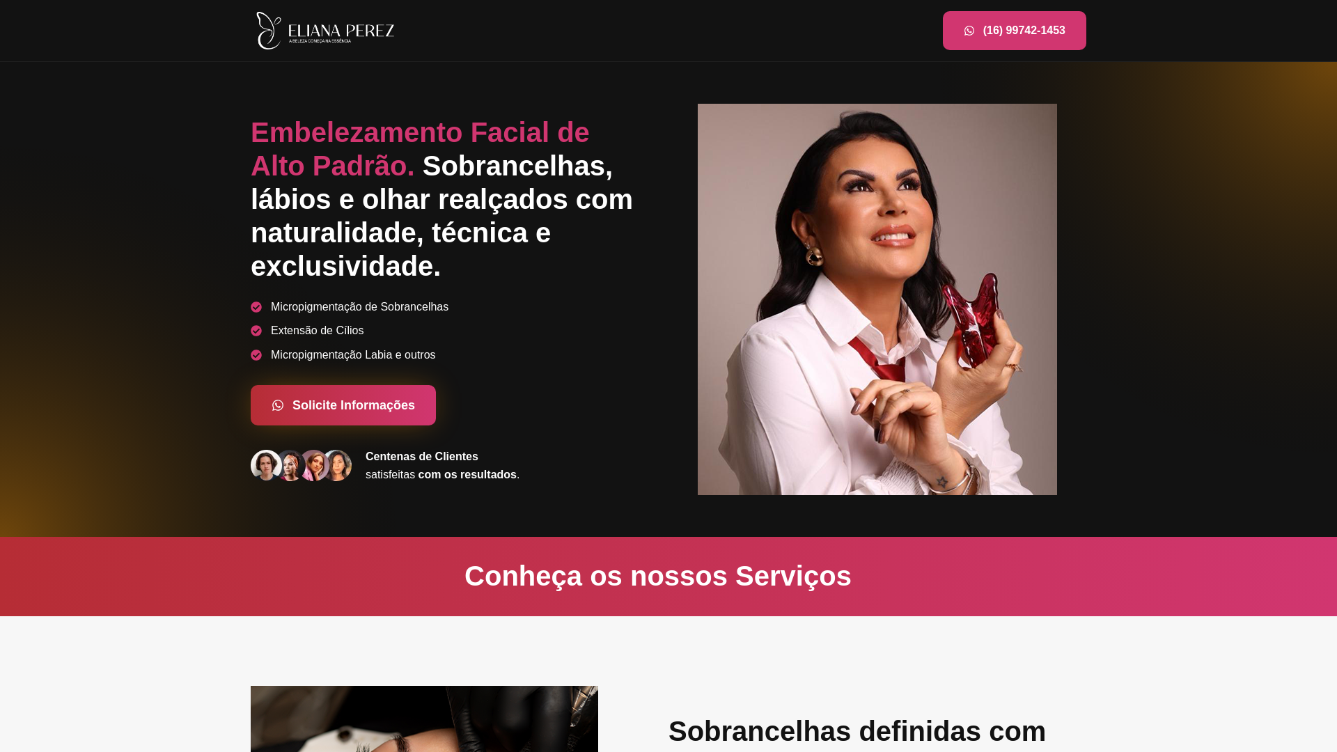 website screenshot of https://elianaperezbeautyclinic.com.br/