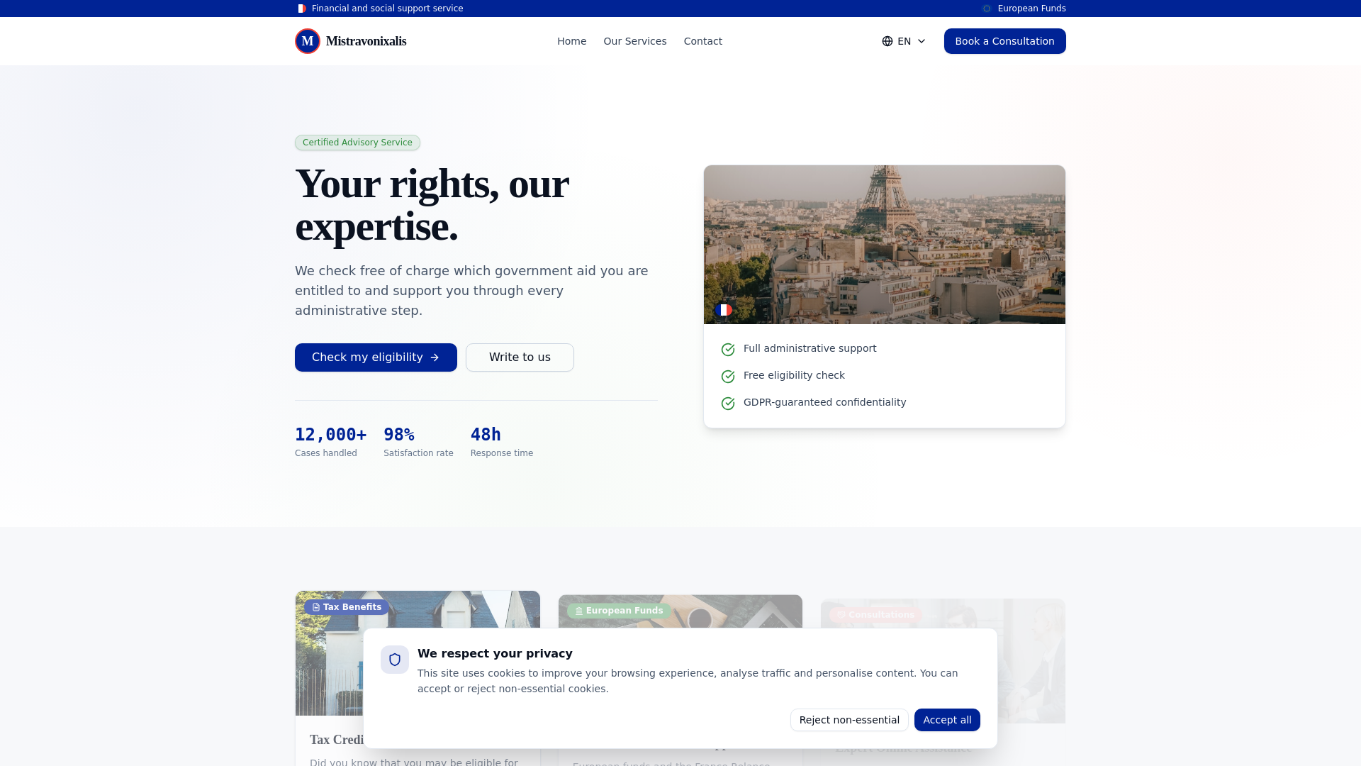 website screenshot of https://mistravonixalis.com