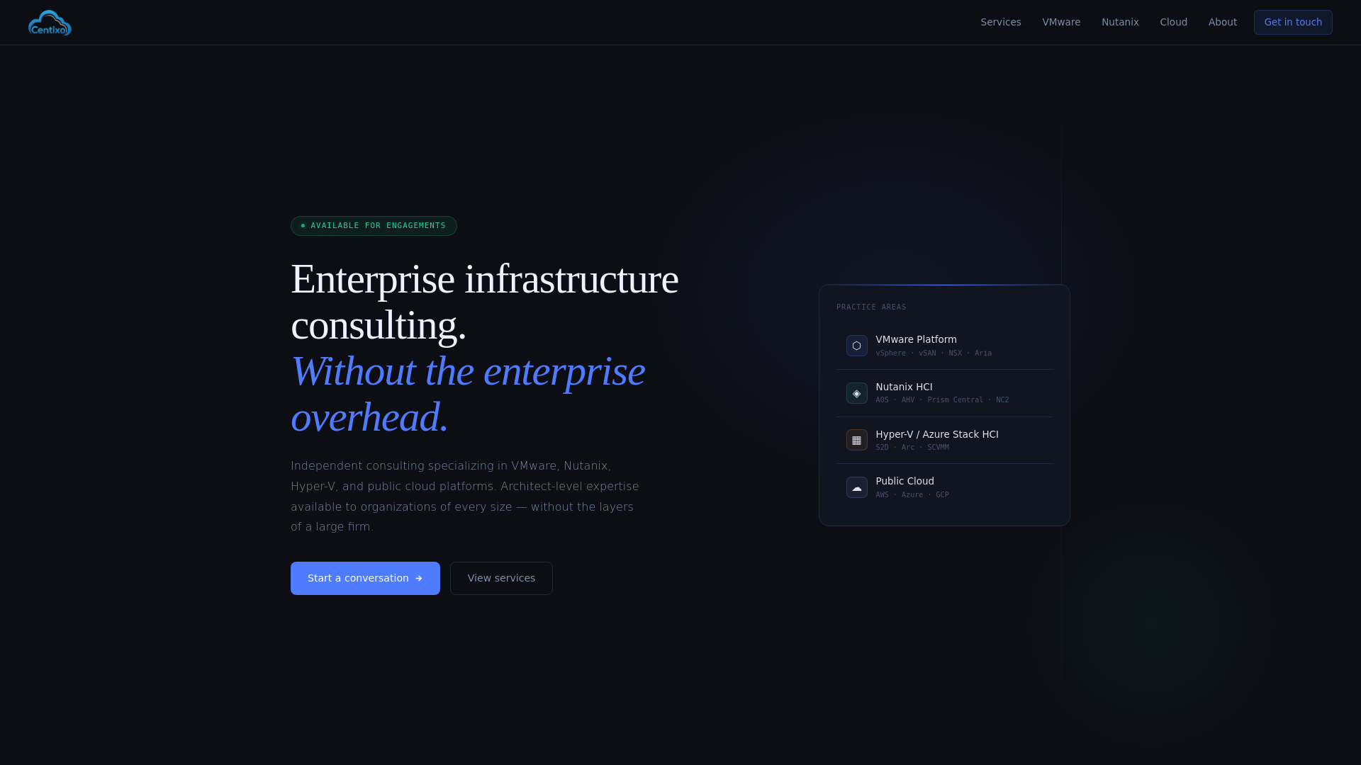 website screenshot of https://centixo-site.pages.dev/
