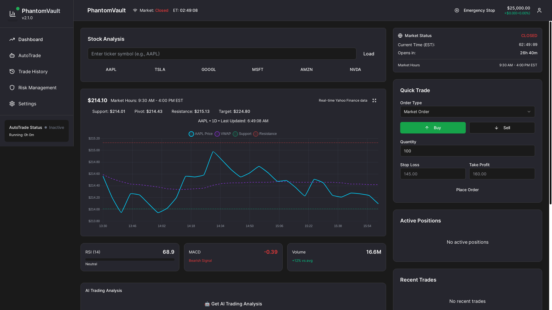 website screenshot of https://phantomvault.trading/
