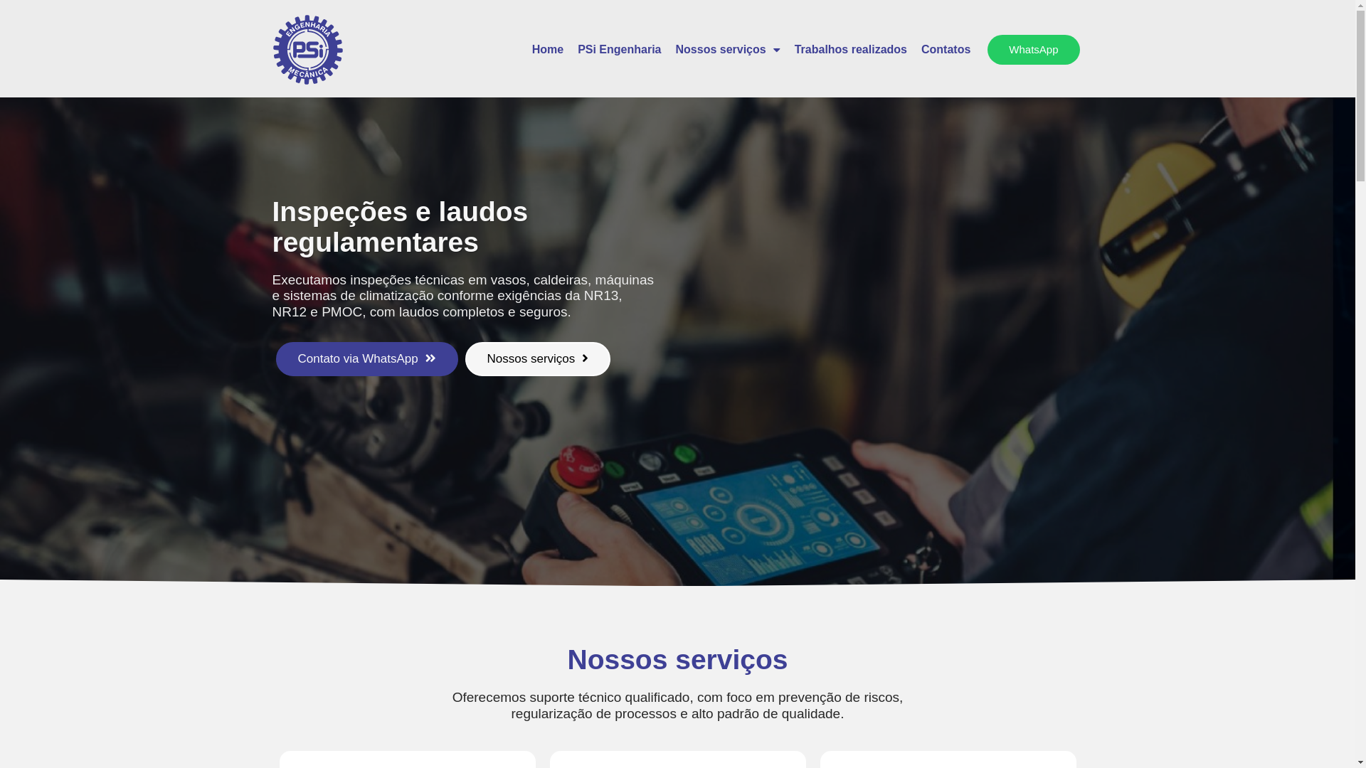 website screenshot of https://psiengenhariamecanica.com.br/