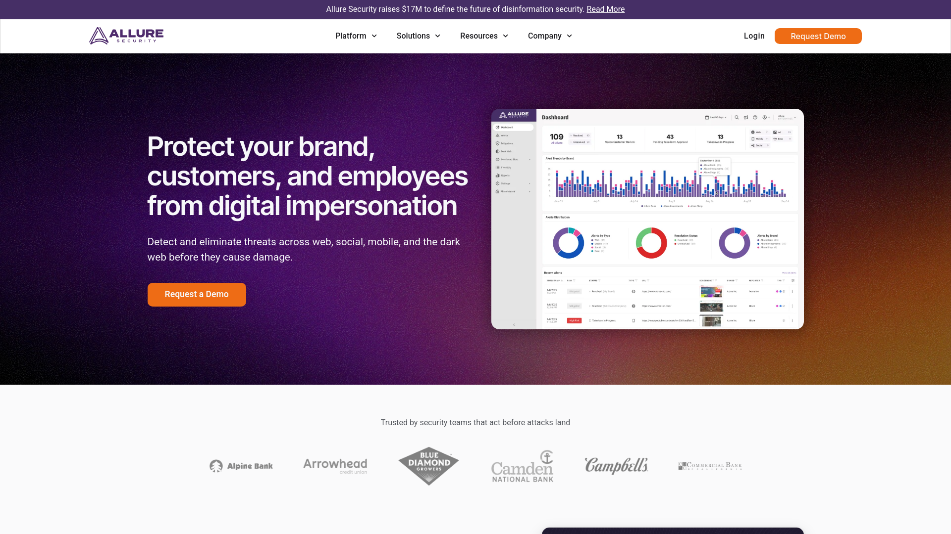website screenshot of https://alluresecure.com