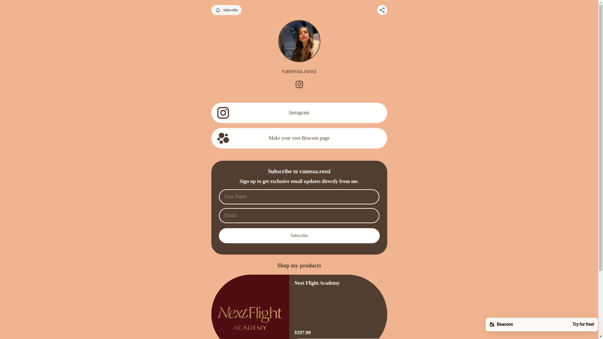 website screenshot of https://vanessarossi.store/