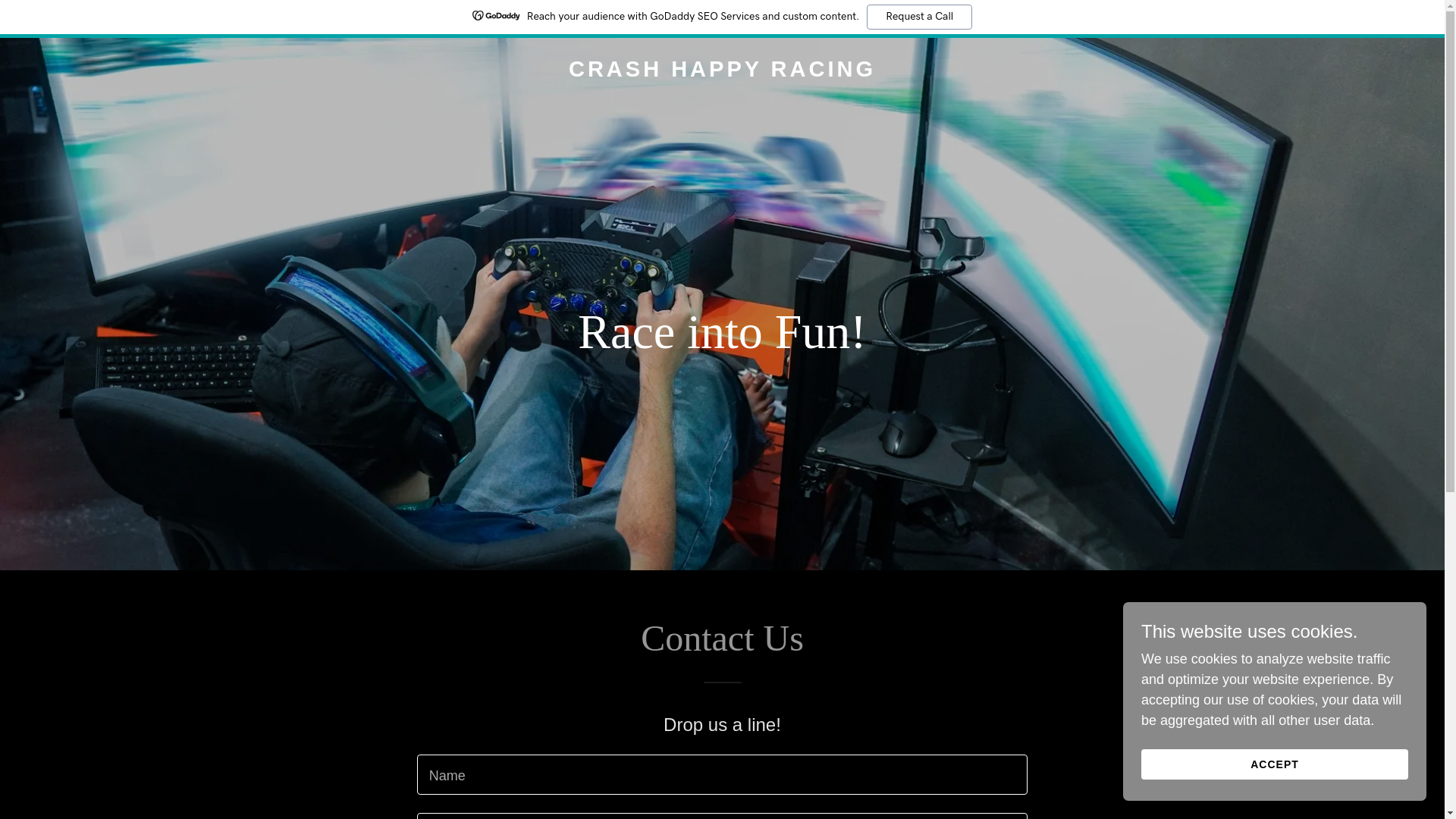 website screenshot of https://crashhappyracing.com/