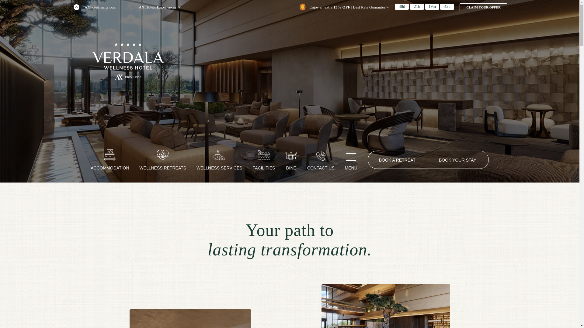 website screenshot of https://theverdalahotel.mt/