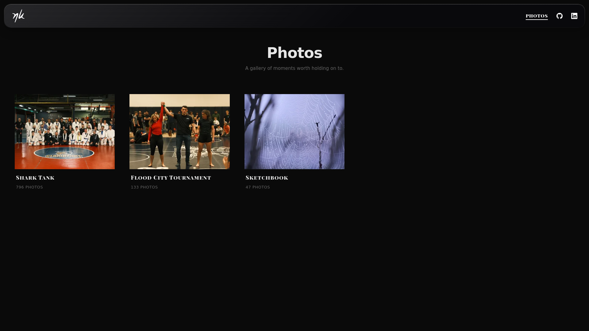 website screenshot of https://noahkiss-photos.pages.dev/