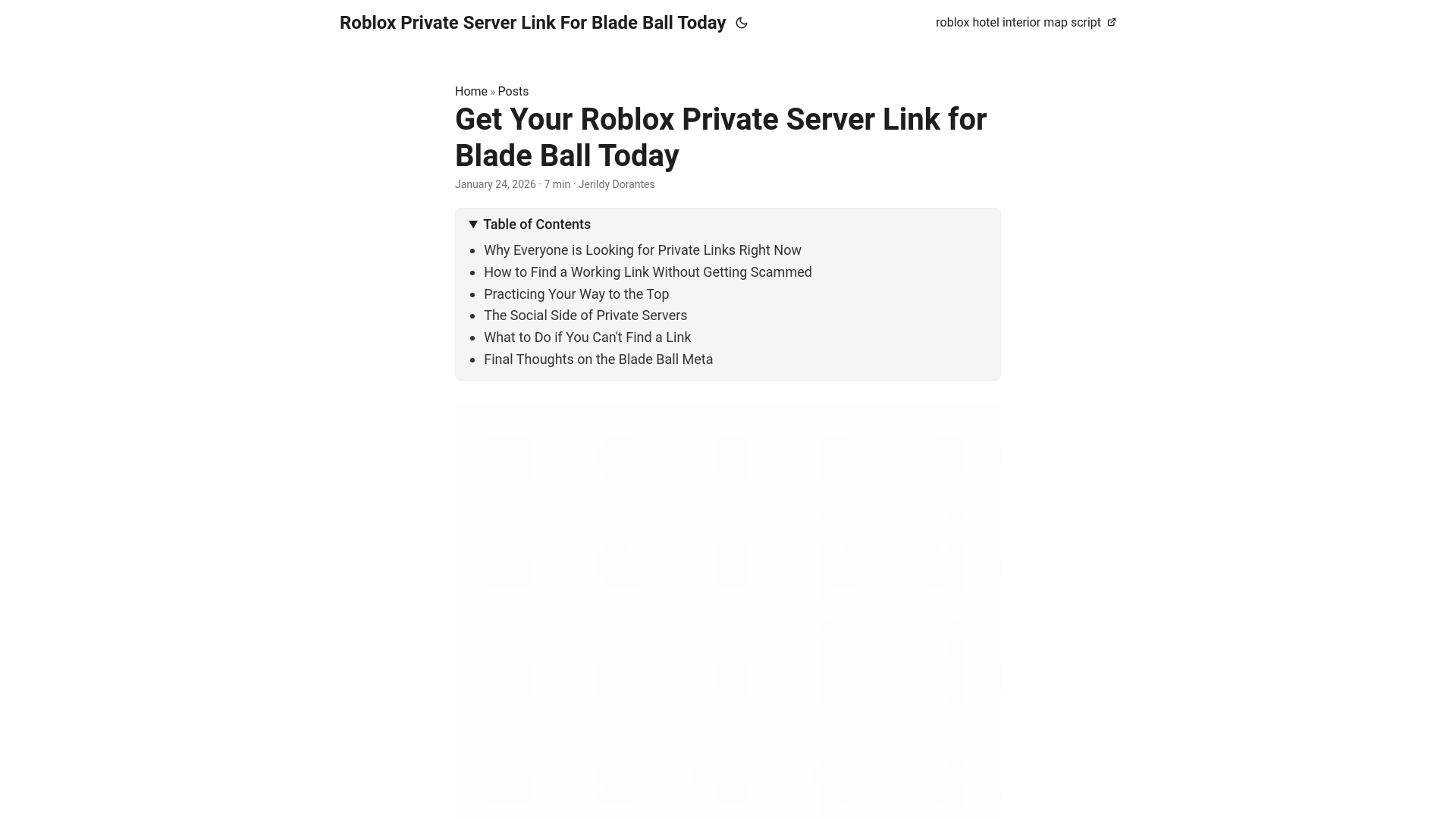 website screenshot of https://robloxprivateserverlinkforbladeballtoday.pages.dev/