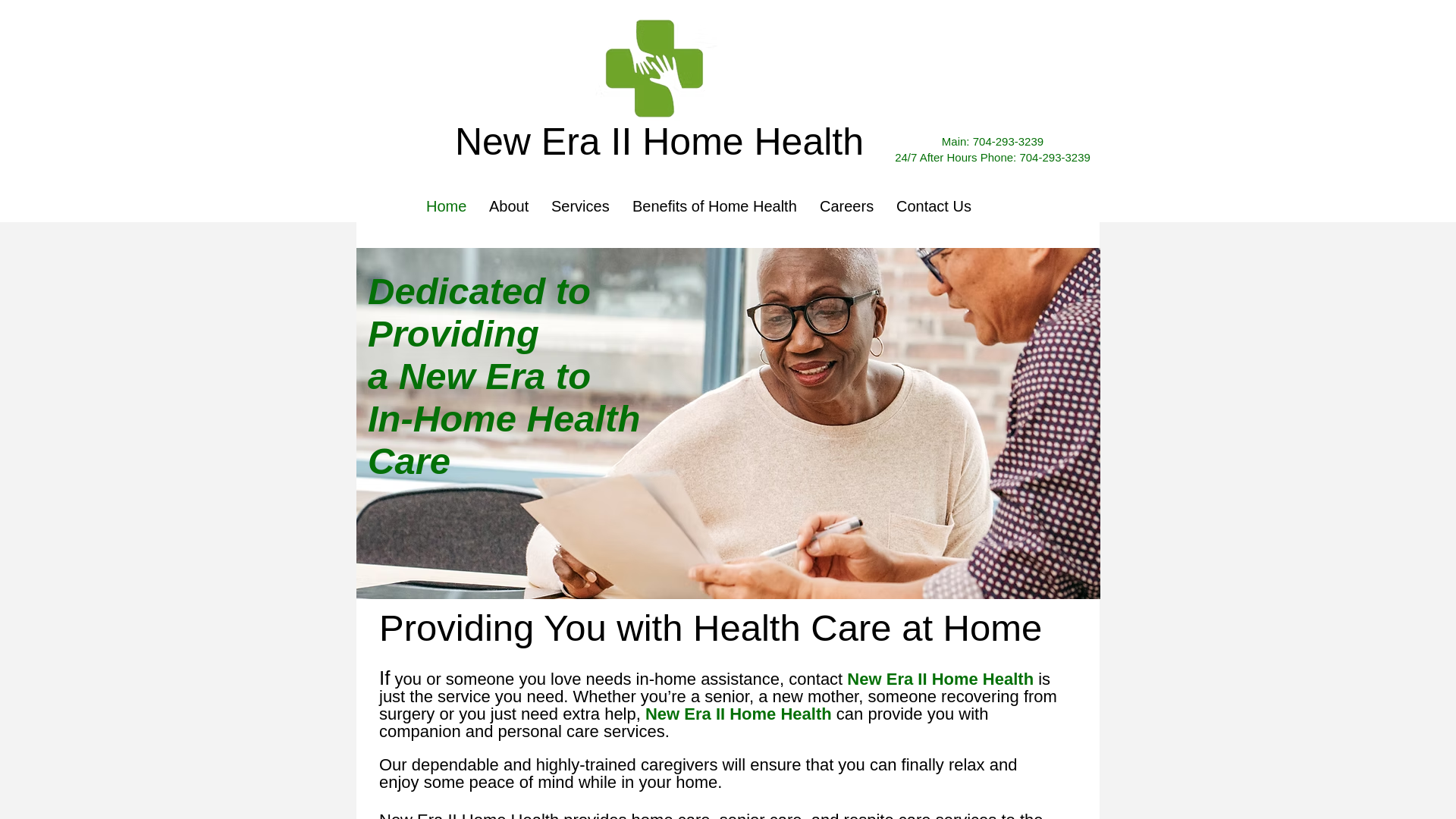 website screenshot of https://newera2homehealth.org/