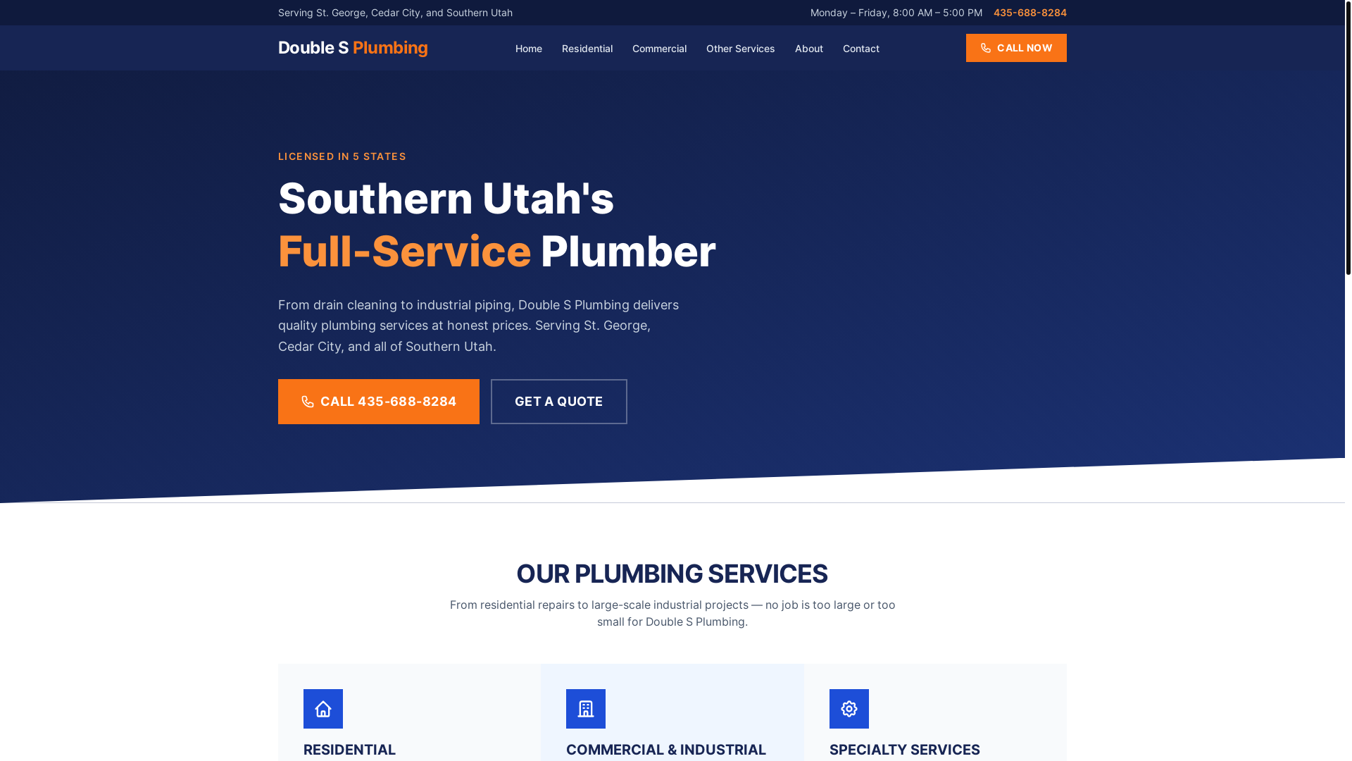 website screenshot of https://double-s-plumbing.pages.dev/