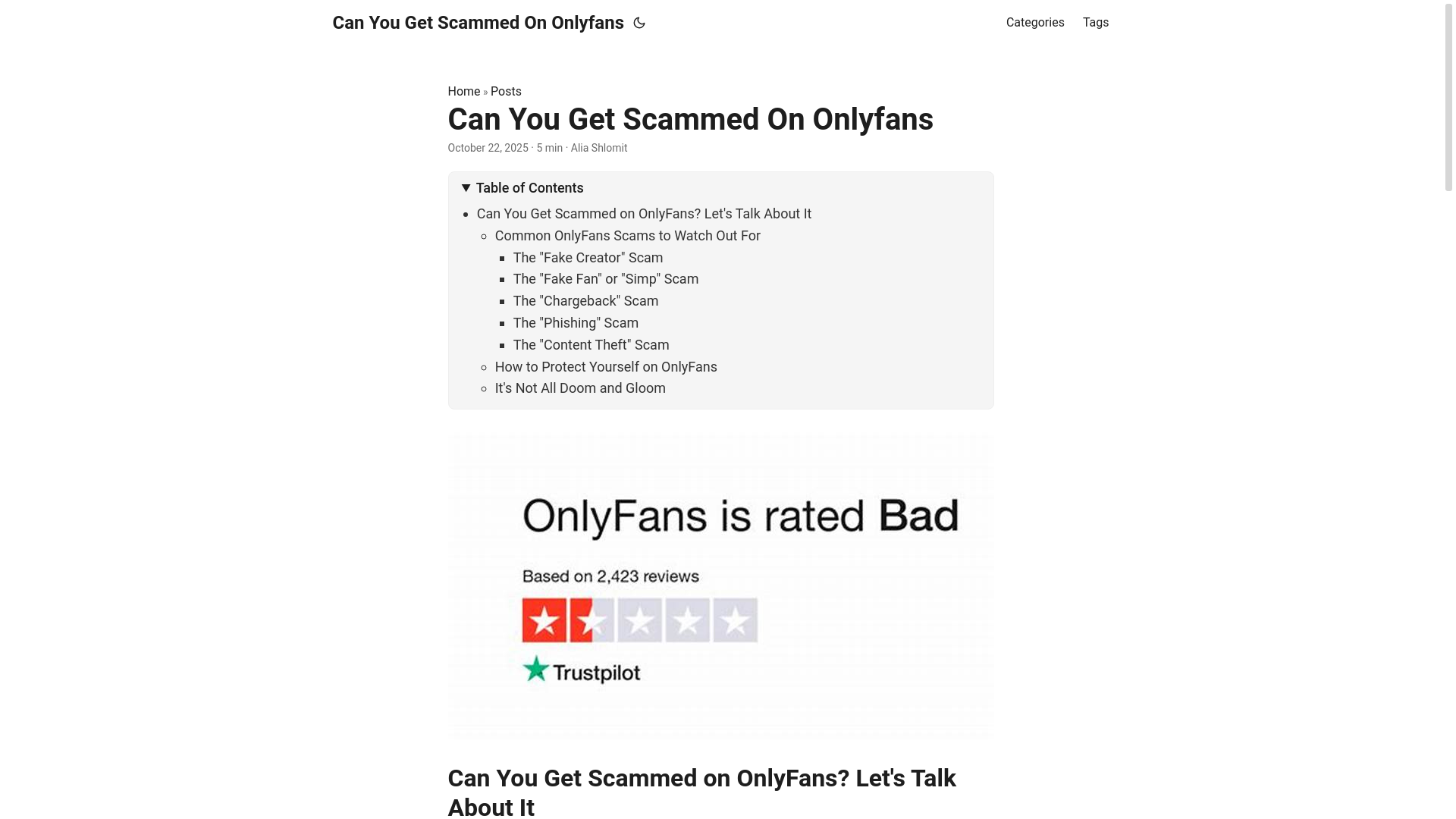 website screenshot of https://can-you-get-scammed-on-onlyfans.pages.dev/