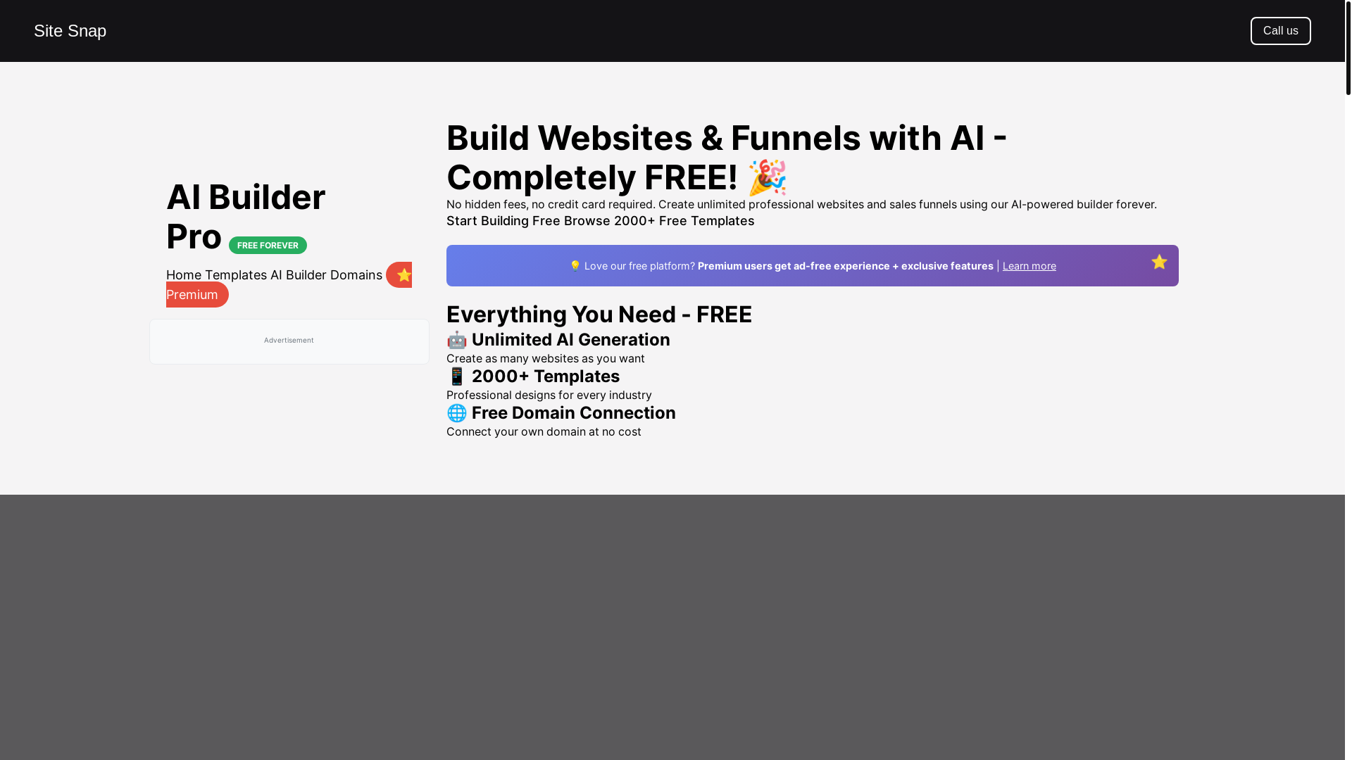 website screenshot of https://buildsitesfree.com/