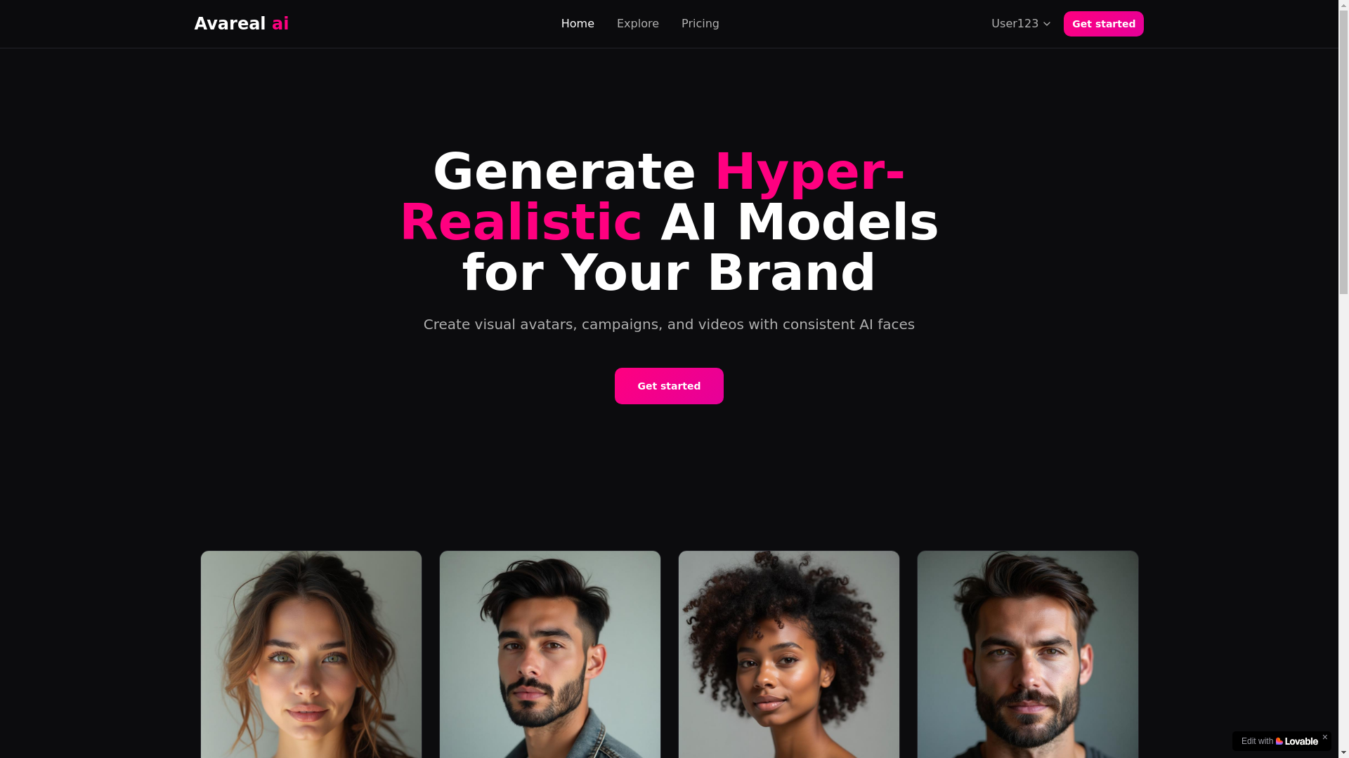 website screenshot of https://avareal.ai/