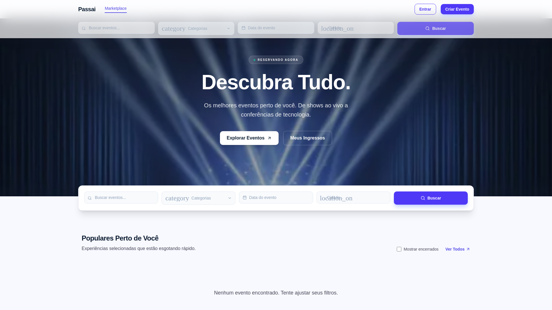 website screenshot of https://passaiingressos.com.br/