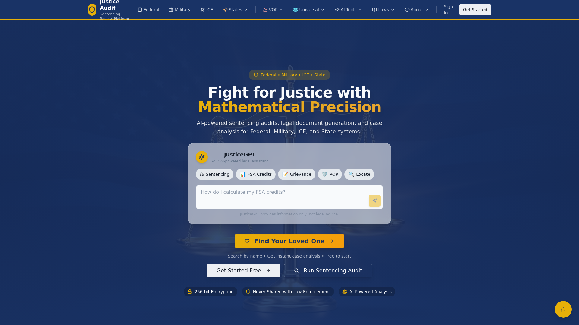 website screenshot of https://federalsentencingaudit.com