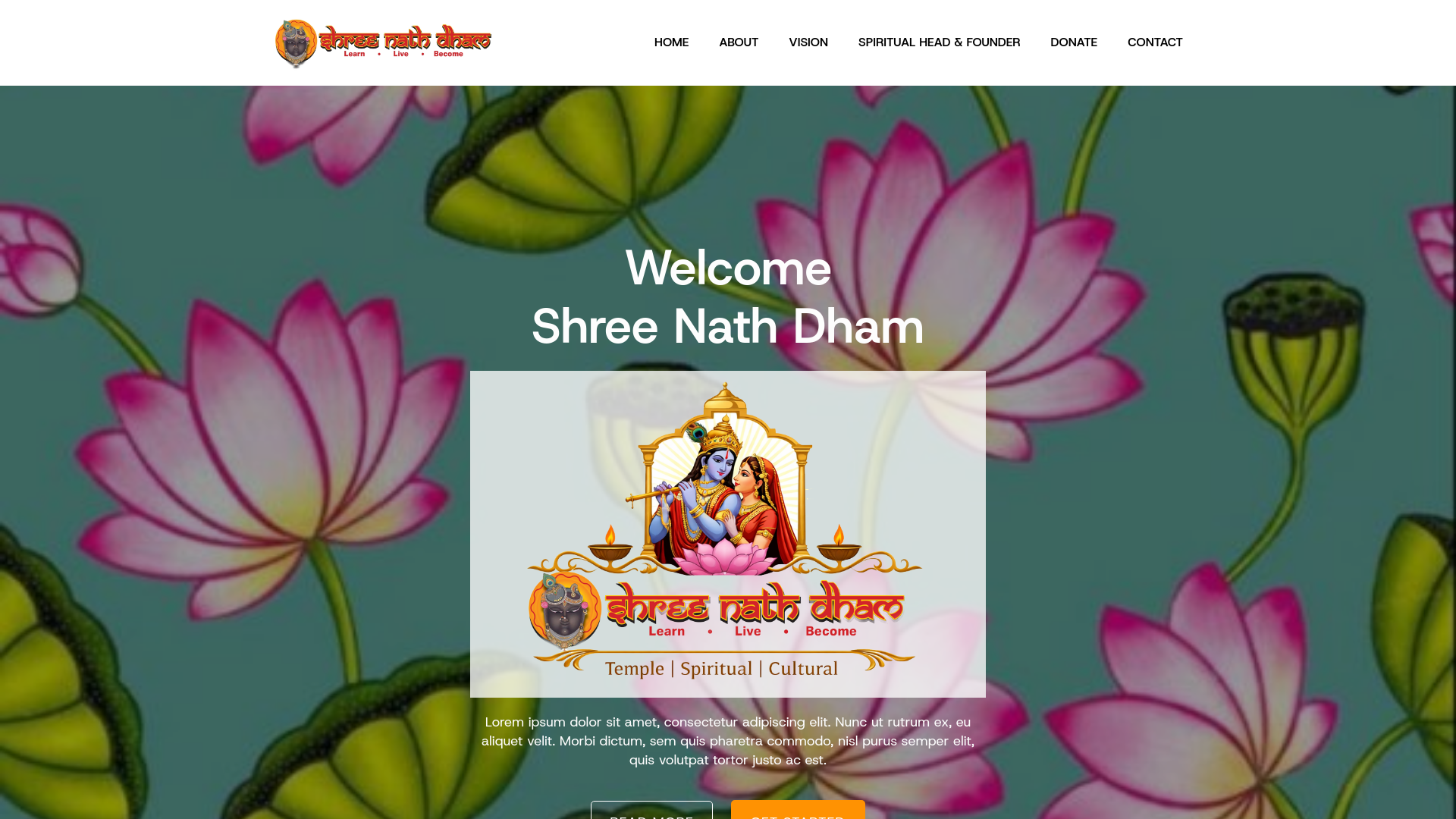website screenshot of https://shreenathdham.org.za/