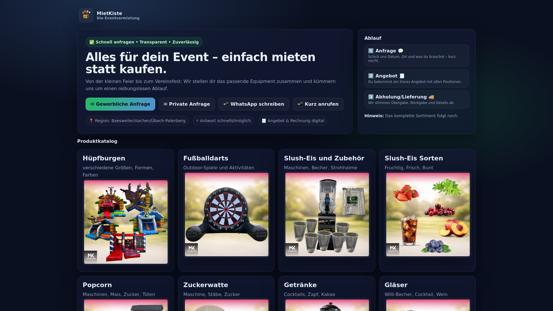 website screenshot of https://mietkiste-event.de/